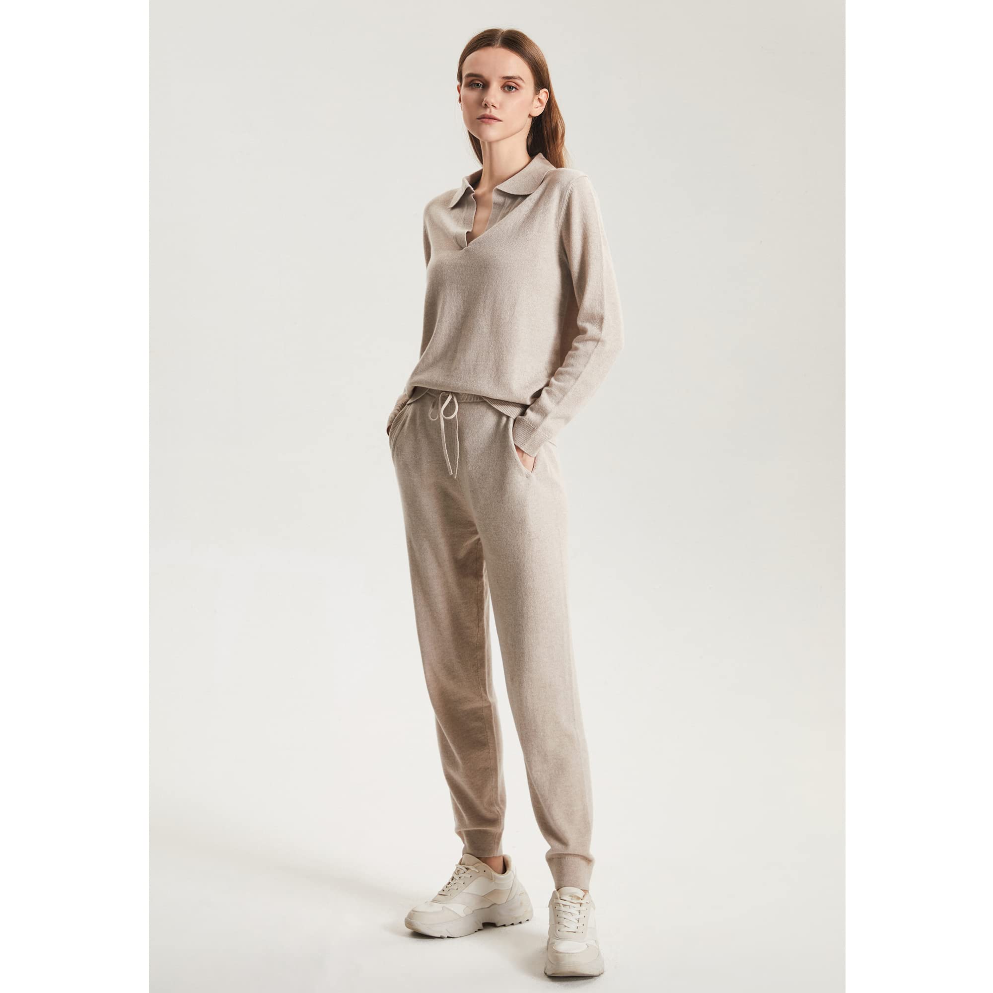 GreenMount Women's Cashmere Sweatpants - High Waisted Loose Fit Joggers with Pockets | Soft & Warm Fleece Lined Lounge Pants for Home, Fall & Winter | Keep 37.5° Temperature Regulation | Perfect for Yoga, Lounging & Running Errands