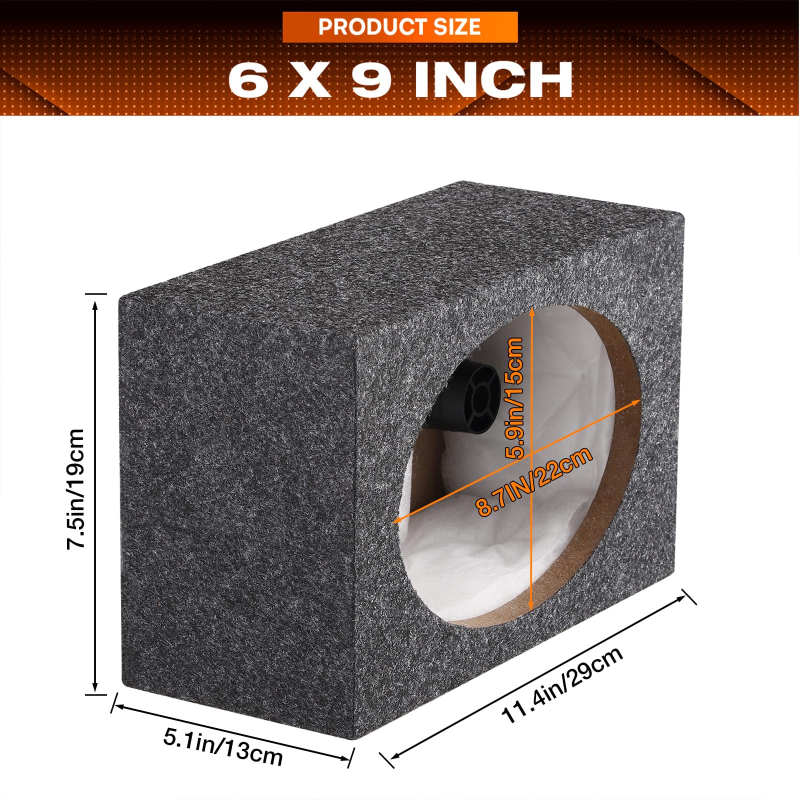 6 x 9 Inch Universal Car Audio Speaker Box Enclosure - Ported Subwoofer Box for Standard Cab Trucks & Vehicles | Enhances Bass & Sound Quality | Perfect for Car Audio Upgrades & Music Lovers