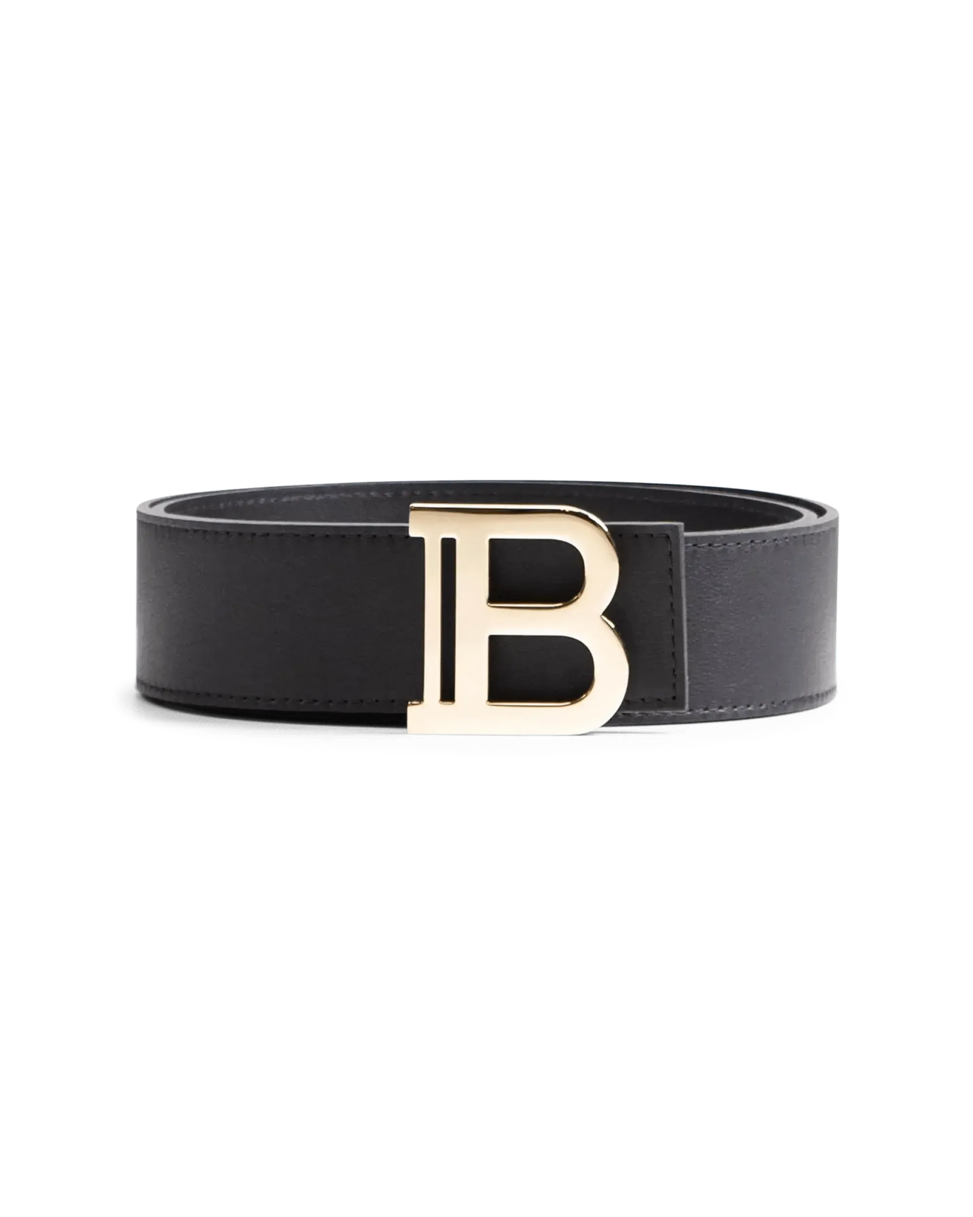 B Logo Leather Belt for Men - Premium Genuine Leather Dress Belt with Classic B Monogram Buckle - Perfect for Business, Casual & Formal Wear
