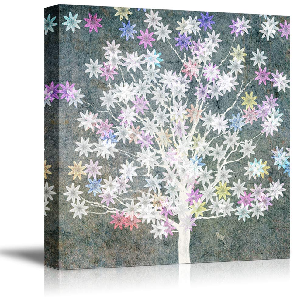 NWT Abstract Ink Tree Painting Canvas Wall Art - 12x12 Inches Framed Home Decor for Living Room, Bedroom & Office | Modern Botanical Print