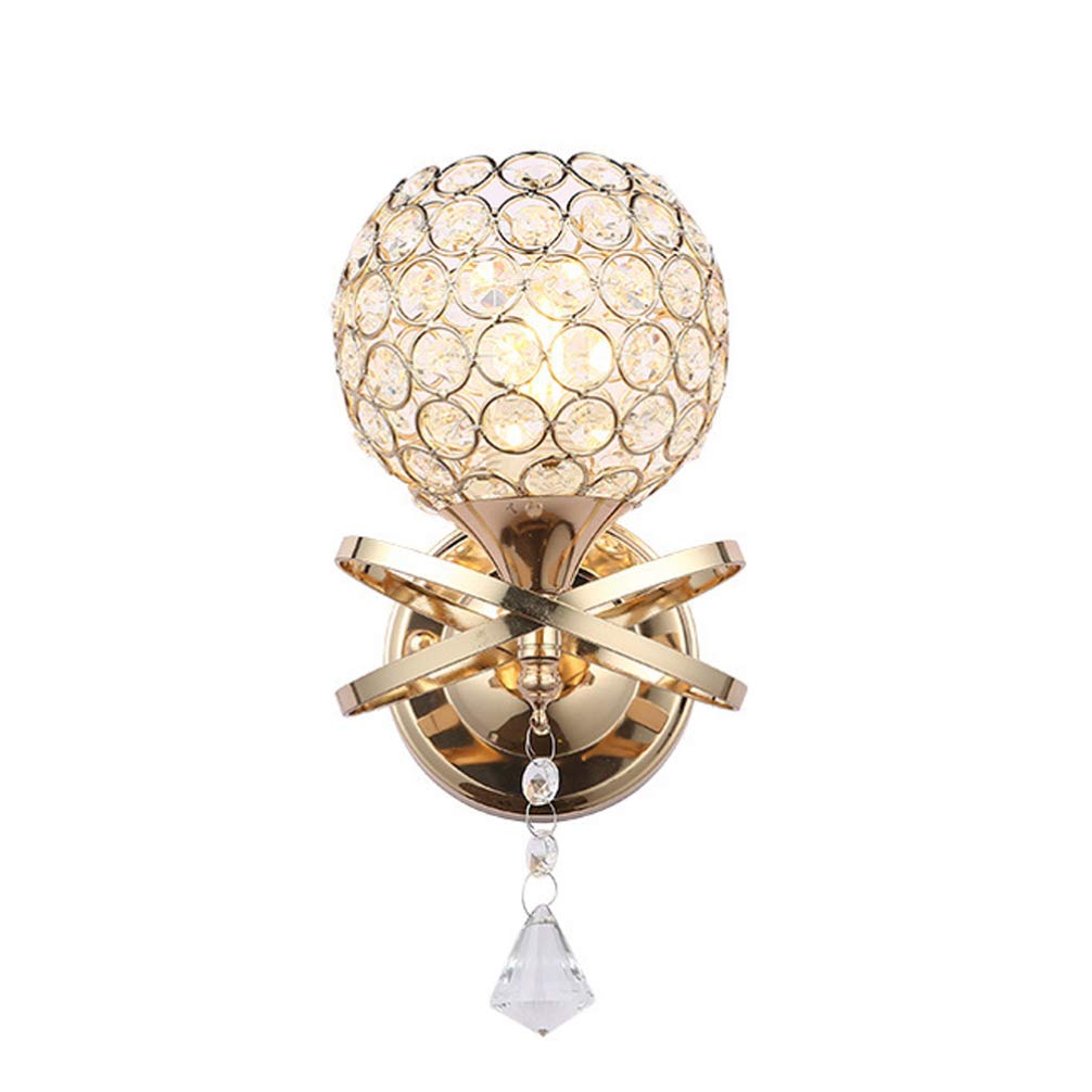 BESPORTBLE Decorative Crystal Wall Sconce - Gold Bedside Lamp, Candelabra Light Fixture for DIY Home Decor, Perfect Gift for Bedroom, Living Room & Hallway Lighting