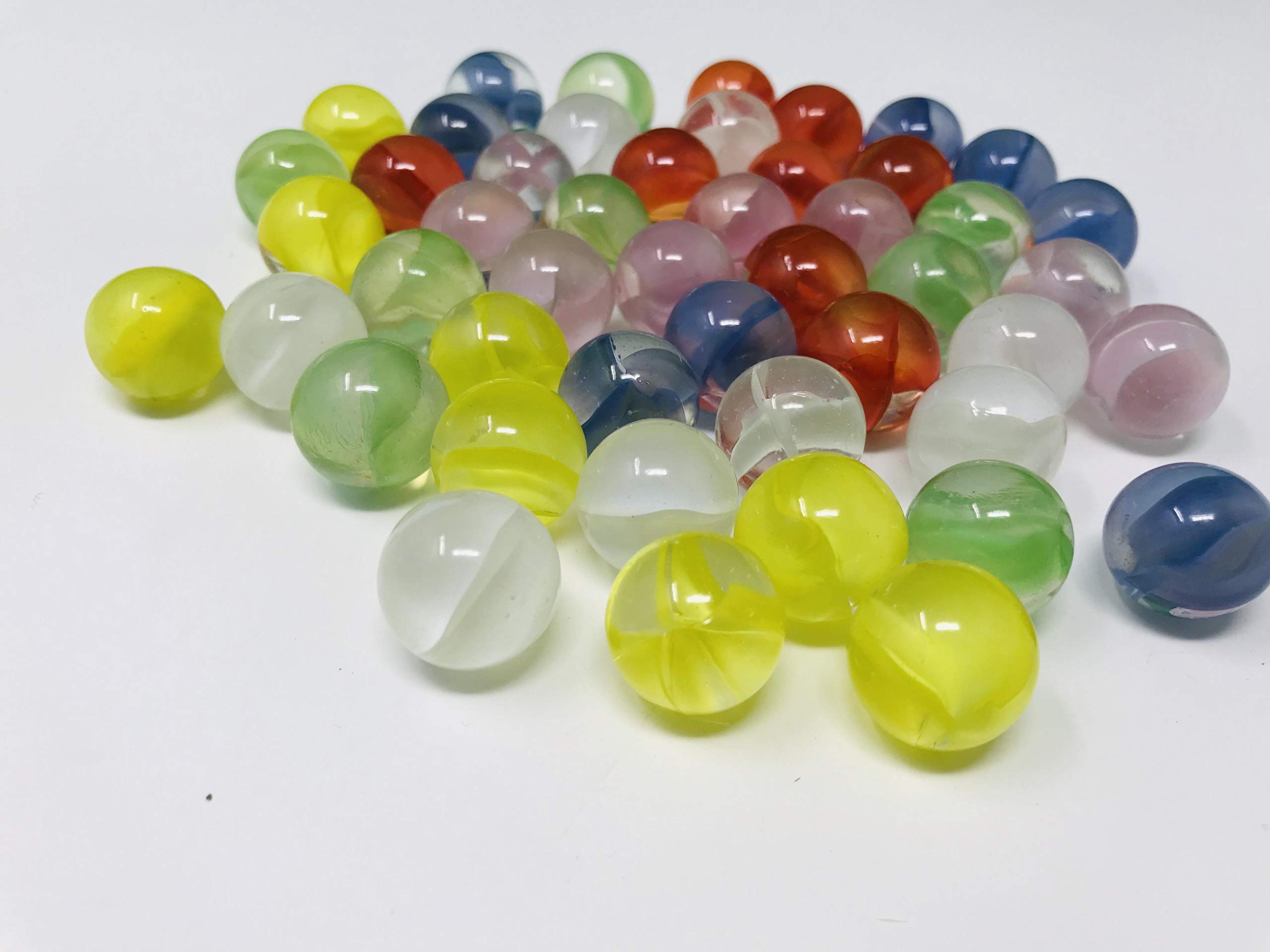 48 Assorted Catseye 5/8 Inch Glass Marbles for Kids Games, DIY Crafts, and Home Decor