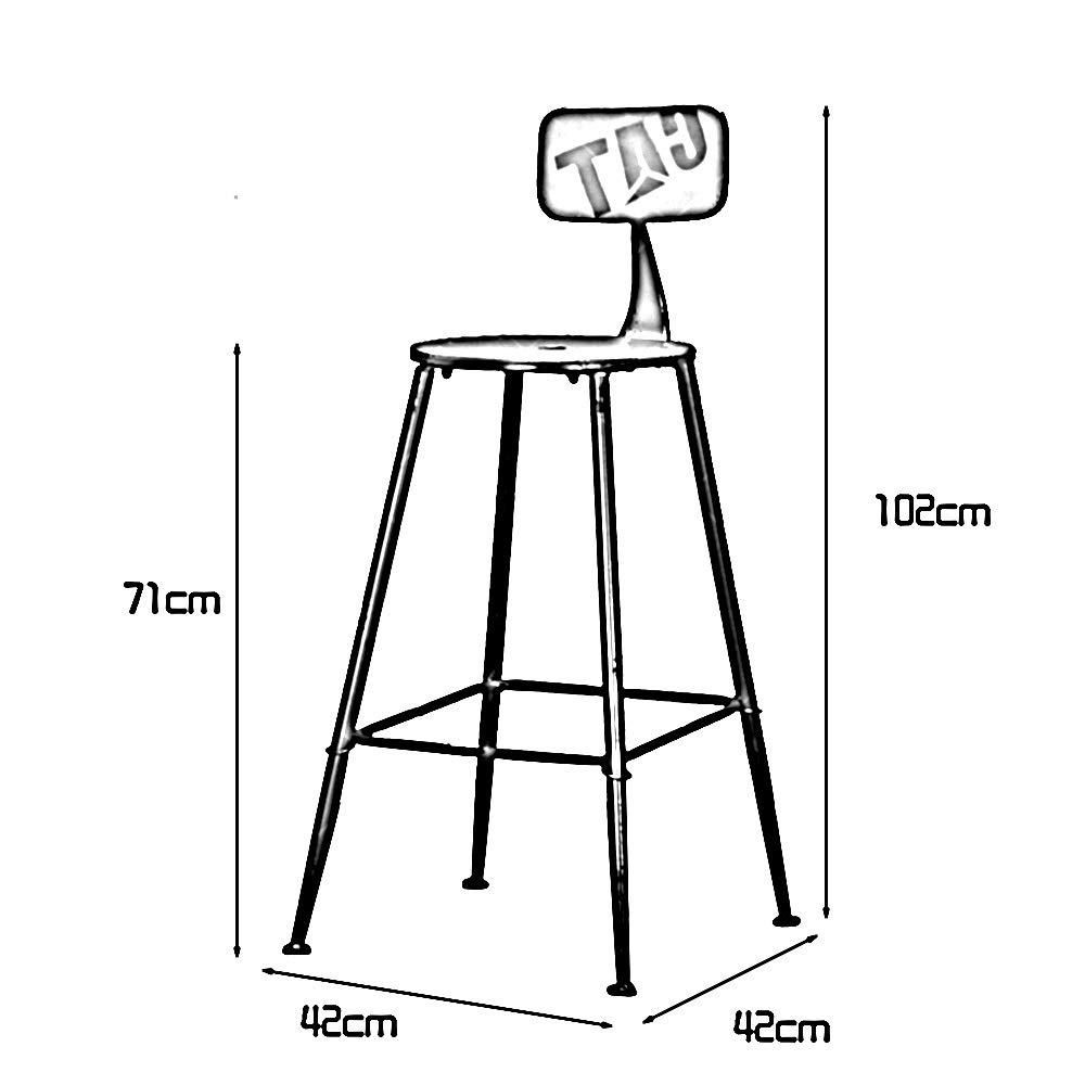 Industrial Iron Bar Stool with Back - Lightweight & Sturdy Counter Stool for Kitchen, Restaurant, Cafe - 330 lbs Weight Capacity (Blue, 42x42x102cm) - Perfect for Home Bars, Dining Counters & Commercial Use