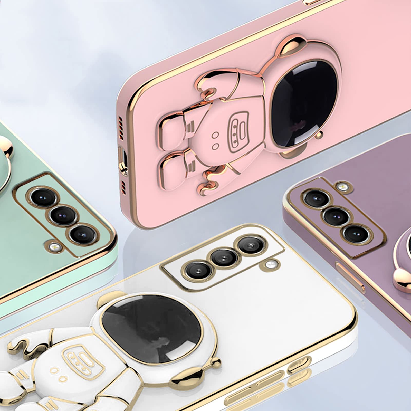 COOWEEK 6D Astronaut Case for Samsung Galaxy A32 5G - Cute Pink TPU Cover with Kickstand for Daily Use