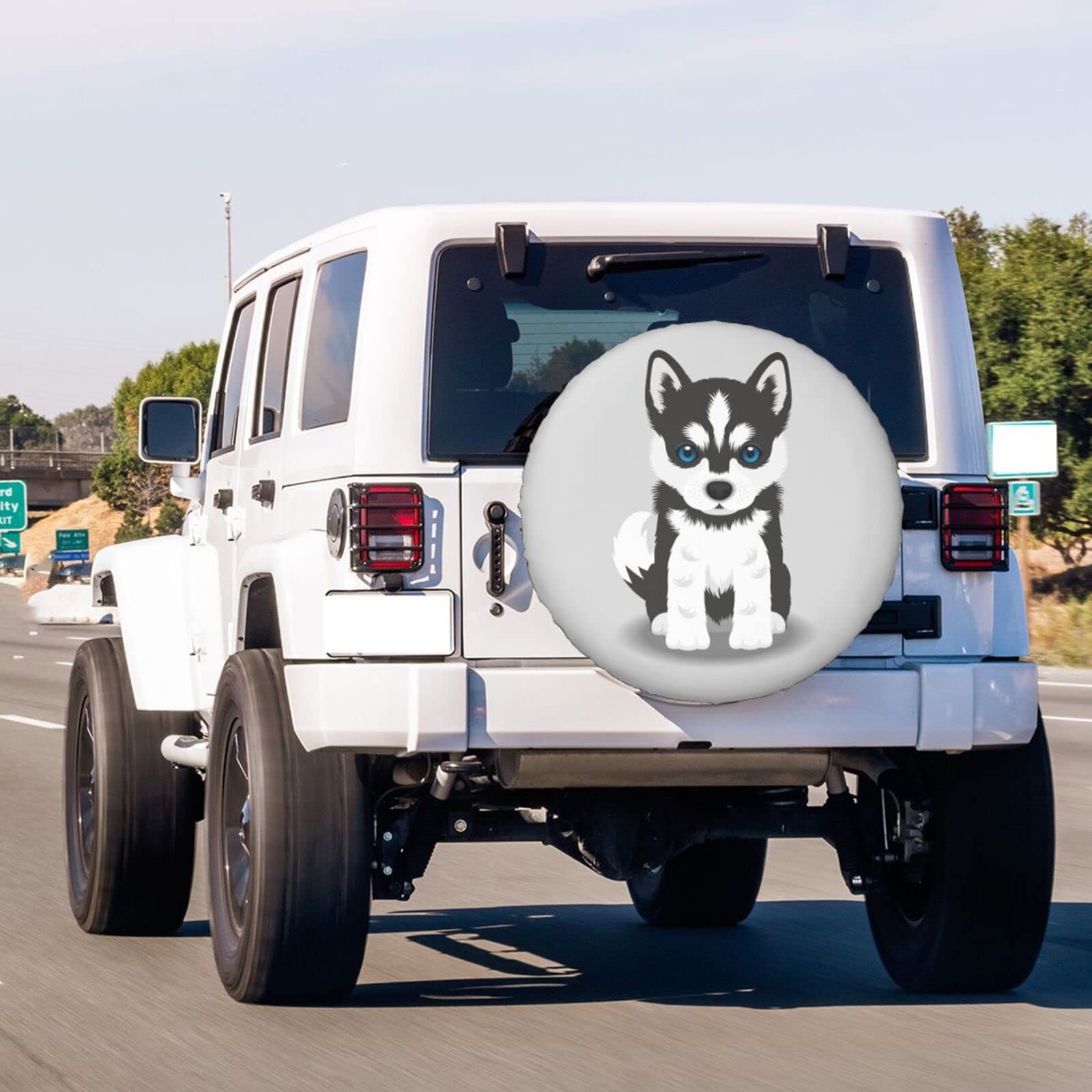 Siberian Husky Puppy Spare Tire Cover - 14 Inch Dustproof Wheel Protector for Trailers, RVs, SUVs & Vehicles | Perfect for Outdoor Adventures & Road Trips