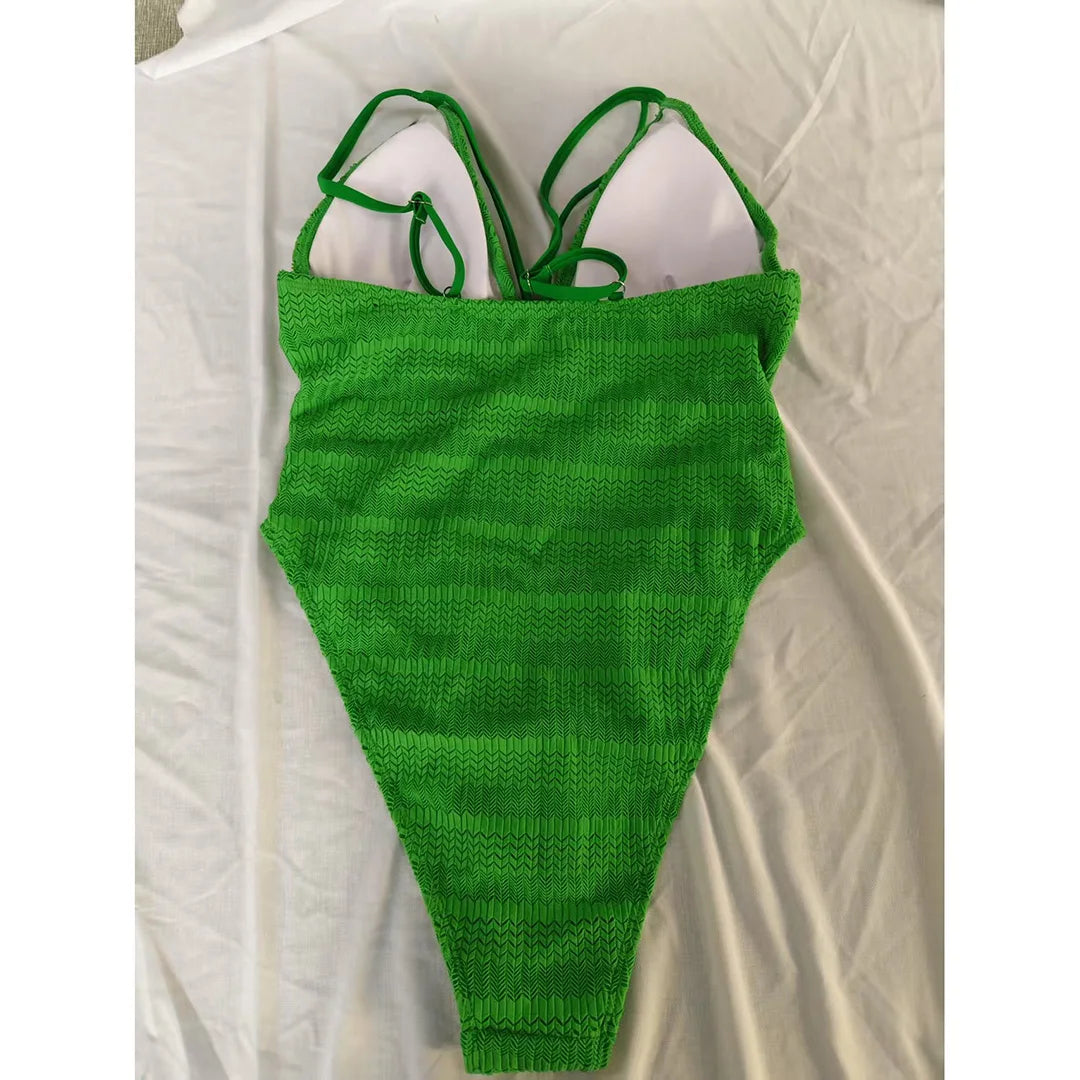 XXL V-Neck Mesh Sheer One Piece Swimsuit for Women - High Leg Cut Monokini Bathing Suit in 5 Colors (V6168) | Perfect for Beach Vacations, Pool Parties & Summer Getaways