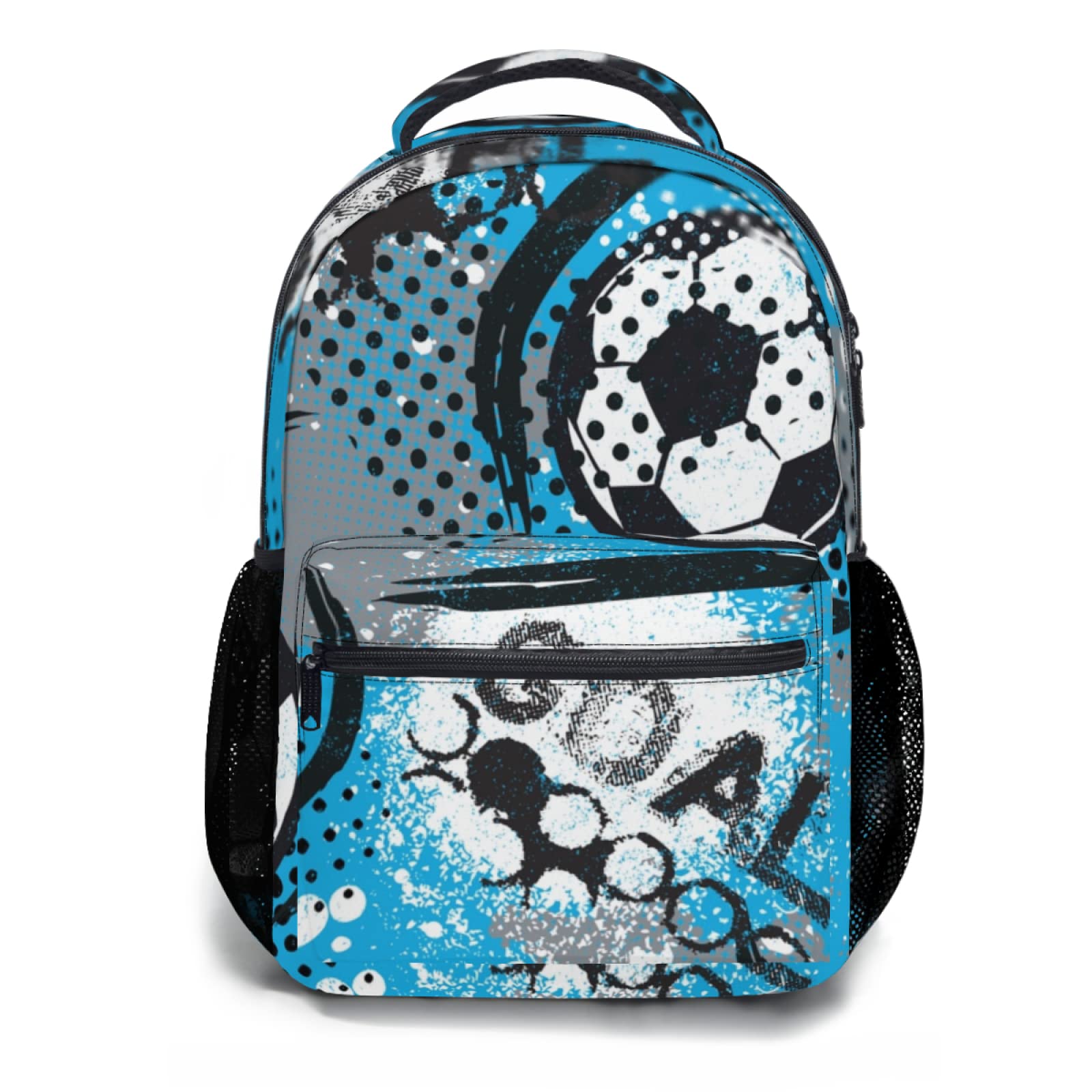 Sport Football Patterns Backpack - Soccer Ball Themed 17 Inch School Backpack for Teens - Perfect for School, Travel & Sports Games