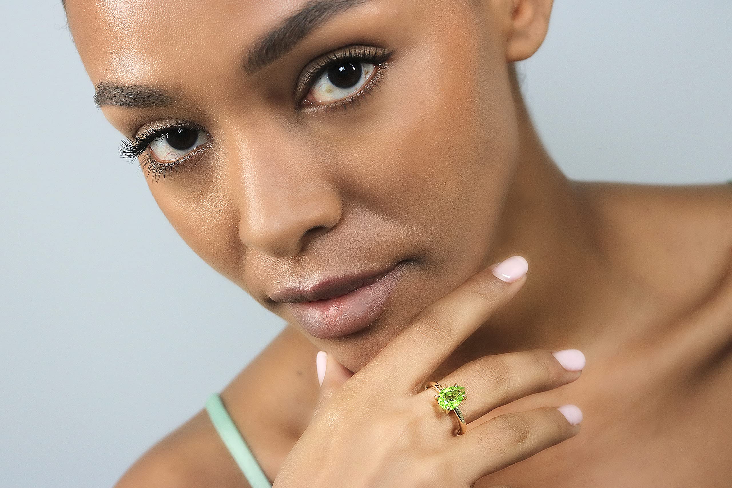 August Birthstone Rings for Women - 925 Sterling Silver Peridot Gemstone Ring | Handmade 14K Gold Accent Jewelry | Gift Box Included | Perfect for Birthdays, Anniversaries & Special Occasions