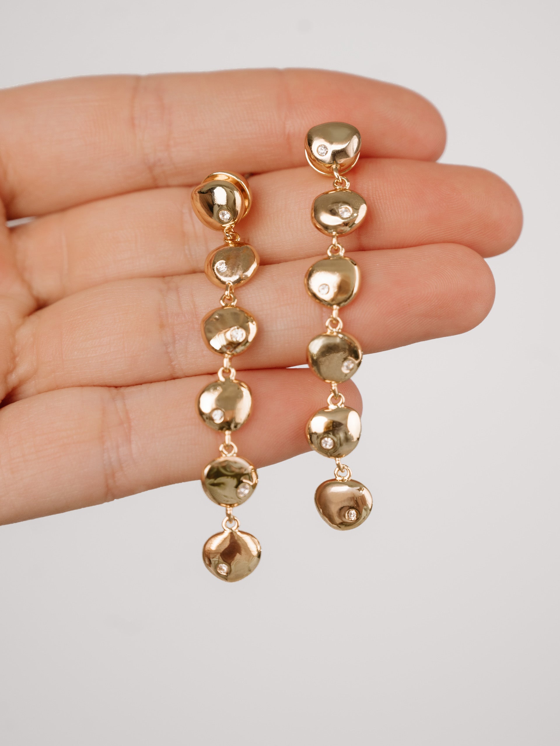 Polished Pebble Linear Dangle Earrings for Women - Minimalist Stone Drop Earrings - Perfect for Office, Date Night & Special Occasions