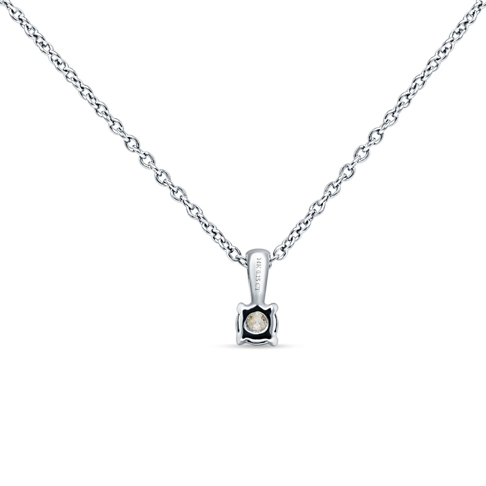 14K Gold 0.15ct Diamond Solitaire Pendant Necklace - 18 Inch Chain for Women, Elegant Gift for Anniversary, Valentine's Day & Special Occasions