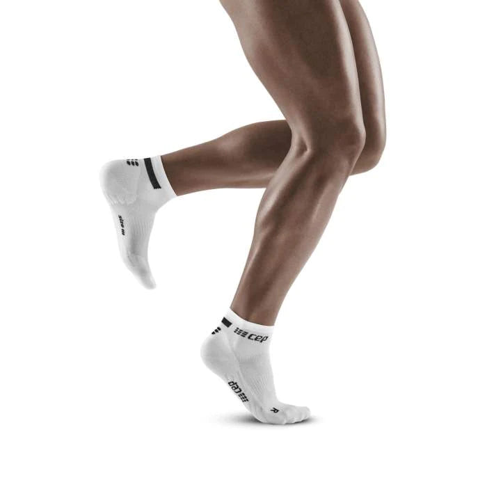 CEP Men's The Run Socks Low Cut V4 - White Performance Running Socks for Marathon, Training & Everyday Wear