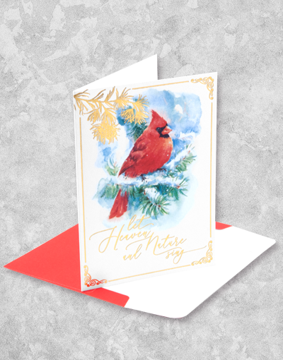Heavenly Cardinal Christmas Cards - Box of 15 Elegant Holiday Greeting Cards for Family & Friends | Perfect for Holiday Mailings, Office Exchanges & Festive Decor