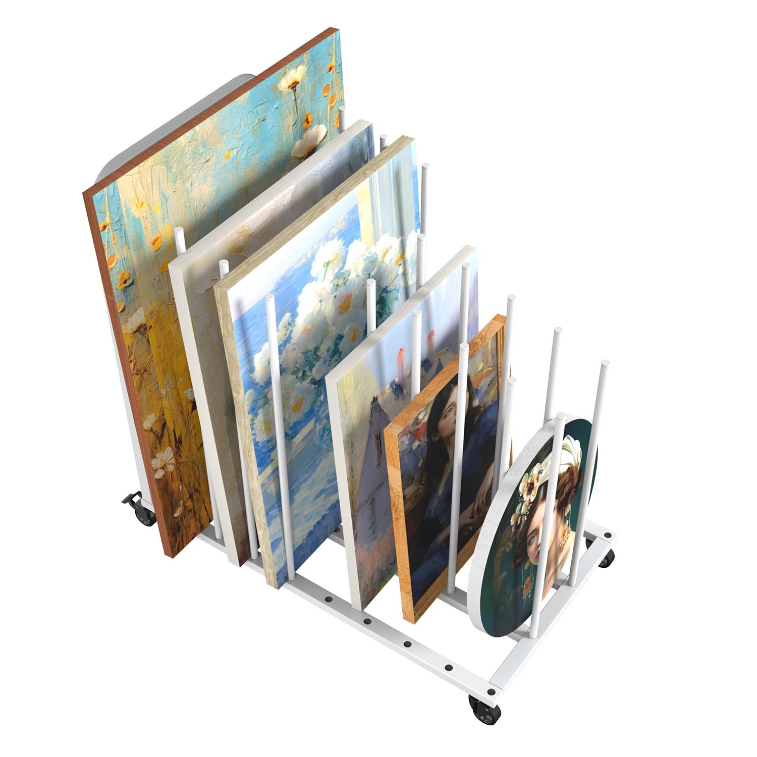 Adjustable Rolling Art Drying Rack with Wheels - Portable Canvas Storage & Display Stand for Paintings | Perfect for Artists, Studios & Classroom Organization