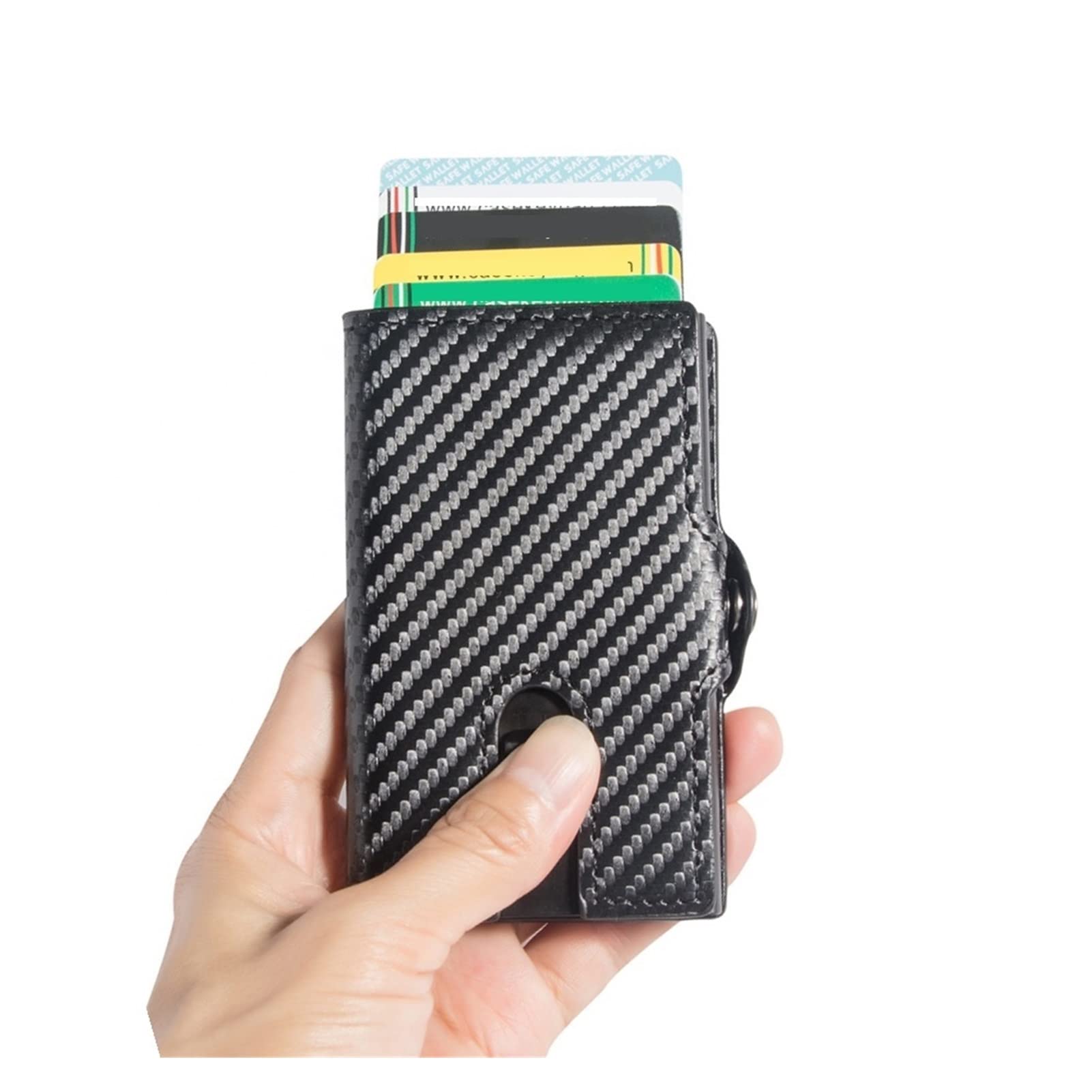 ZHUZHU Slim Leather Wallet for Men - RFID Blocking Credit Card Holder, Minimalist Business Card Case (Black Carbon) - Perfect for Everyday Carry, Travel & Office Use