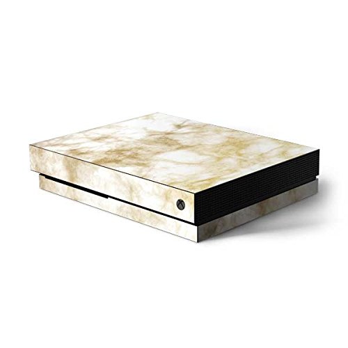 Premium Skinit Decal Gaming Skin for Xbox One X Console - Gold & White Marble Design | Protective Vinyl Cover for Enhanced Gaming Experience & Console Protection