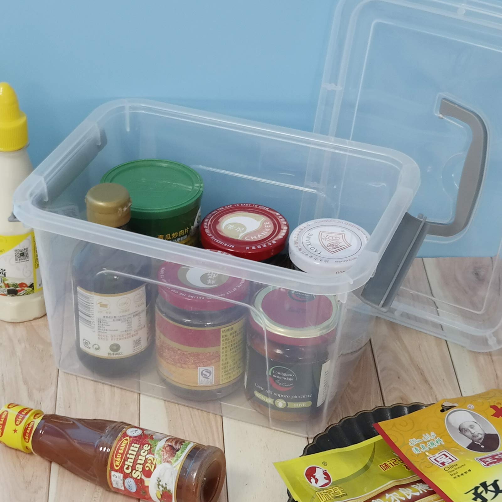 5 Quart Plastic Storage Box with Lid - 6 Pack Small Clear Tote Bins for Organizing Home, Office & Craft Supplies | Space-Saving Stackable Containers for Closet, Pantry & Garage Organization