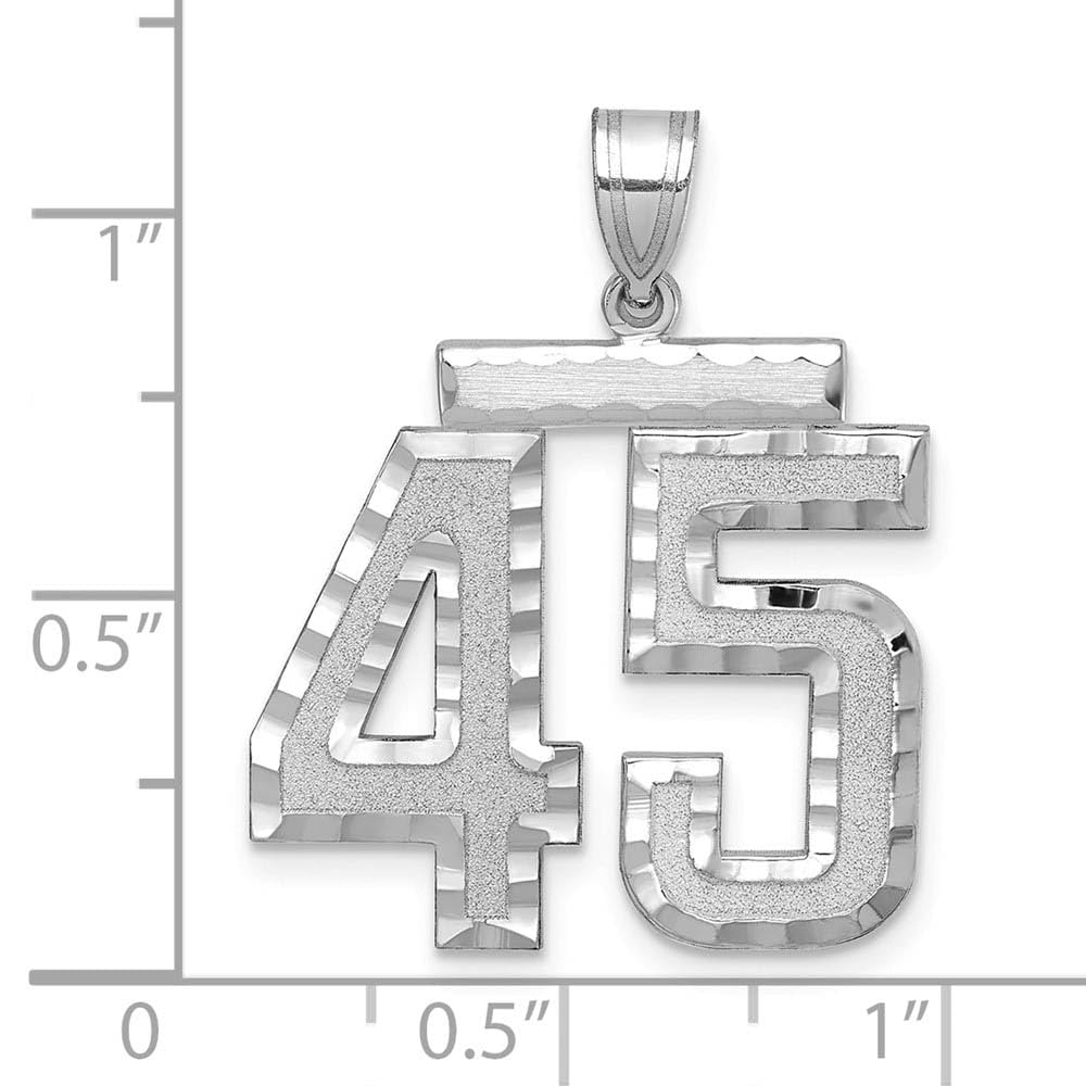 The Black Bow 14k White Gold Varsity Collection Large D/C Pendant Number 45 - Perfect for Graduation Gifts and Sports Enthusiasts