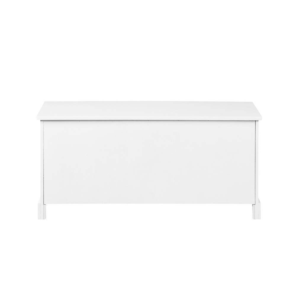 42 Inch Entryway Storage Bench with 3 Drawers & 3 Woven Baskets - White Hallway Organizer for Shoes, Coats & Home Decor | Perfect for Small Spaces & Entryway Organization