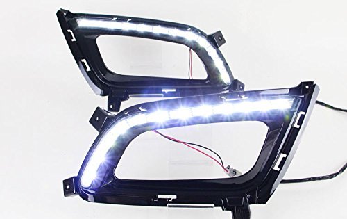 iJDMTOY Xenon White LED Daytime Running Lights for 2014-2015 Kia Optima K5 - OEM Fit Kspeed Style DRL Bezels with 12 High Power LEDs - Perfect for Enhanced Visibility & Stylish Daytime Driving