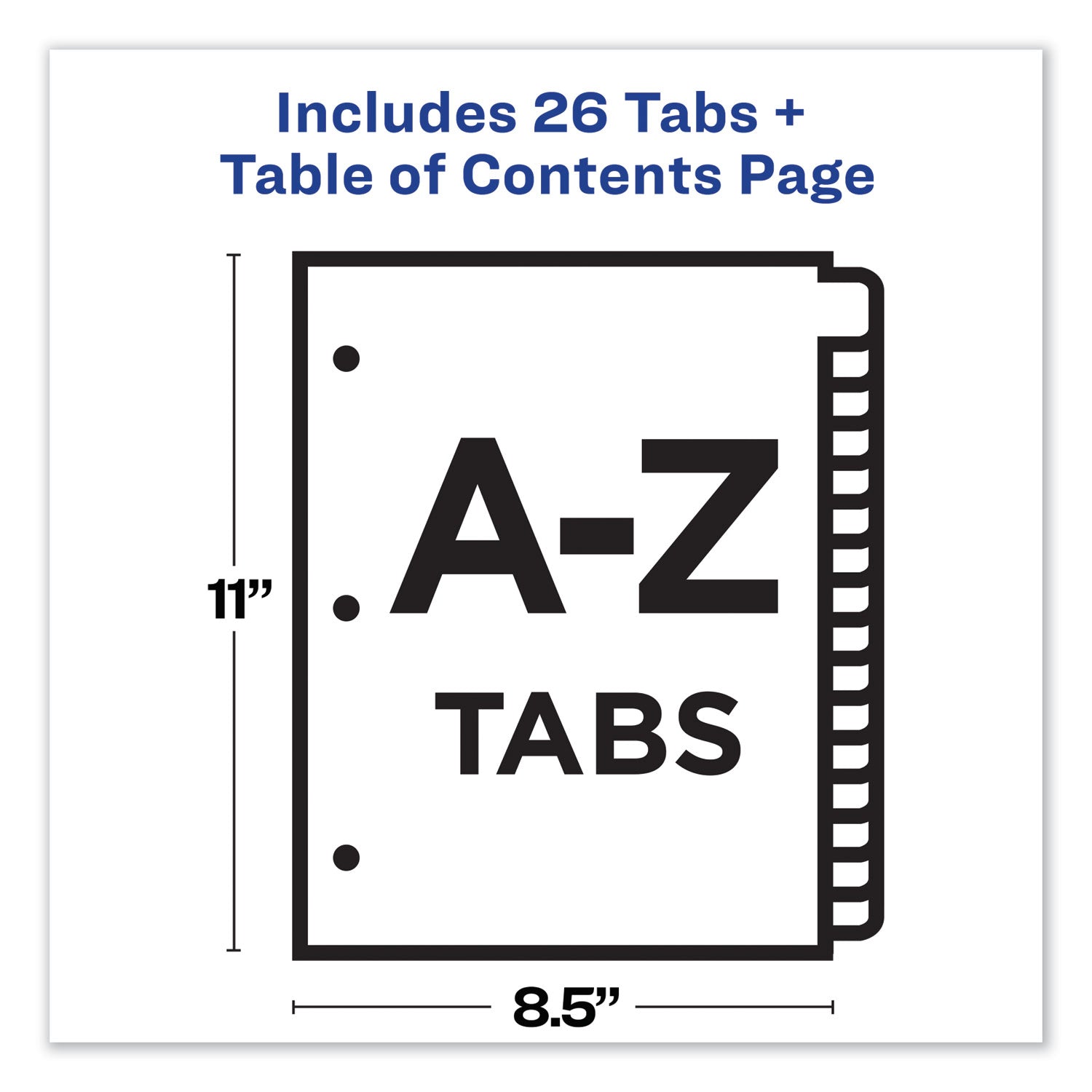 Avery® Customizable A-Z Index Tab Dividers, 26 Multicolor Tabs, 8.5