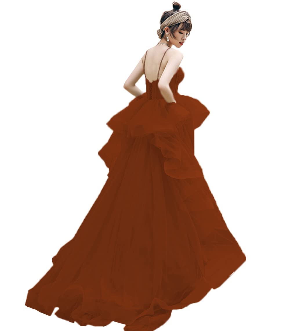 Elegant Women's Prom Dress with Spaghetti Straps - Ball Gown Tulle Formal Evening Gown for Homecoming, Wedding & Party | Mesh Long Dress for Special Occasions