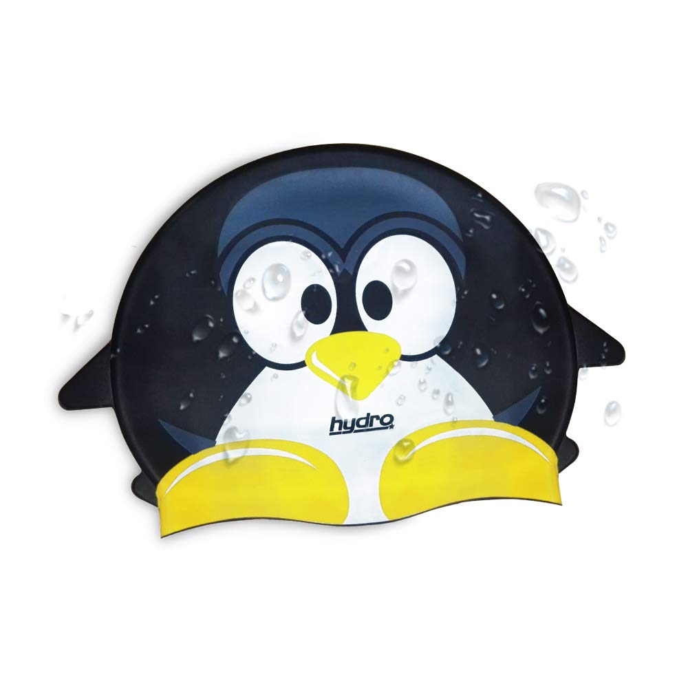 Hydro Silicone Swimming Caps for Kids - Stretchy, Elastic & Waterproof Swim Cap with Cartoon Shark, Fish, Tiger & Penguin Designs - Perfect for Boys & Girls Swimming Lessons, Pool Parties & Water Sports