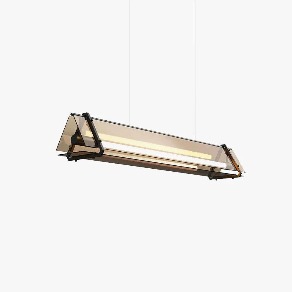 Vintage Rectangular Gold Glass Industrial Pendant Light - Modern Farmhouse Ceiling Lighting Fixture for Kitchen Island, Dining Room, Bar or Entryway