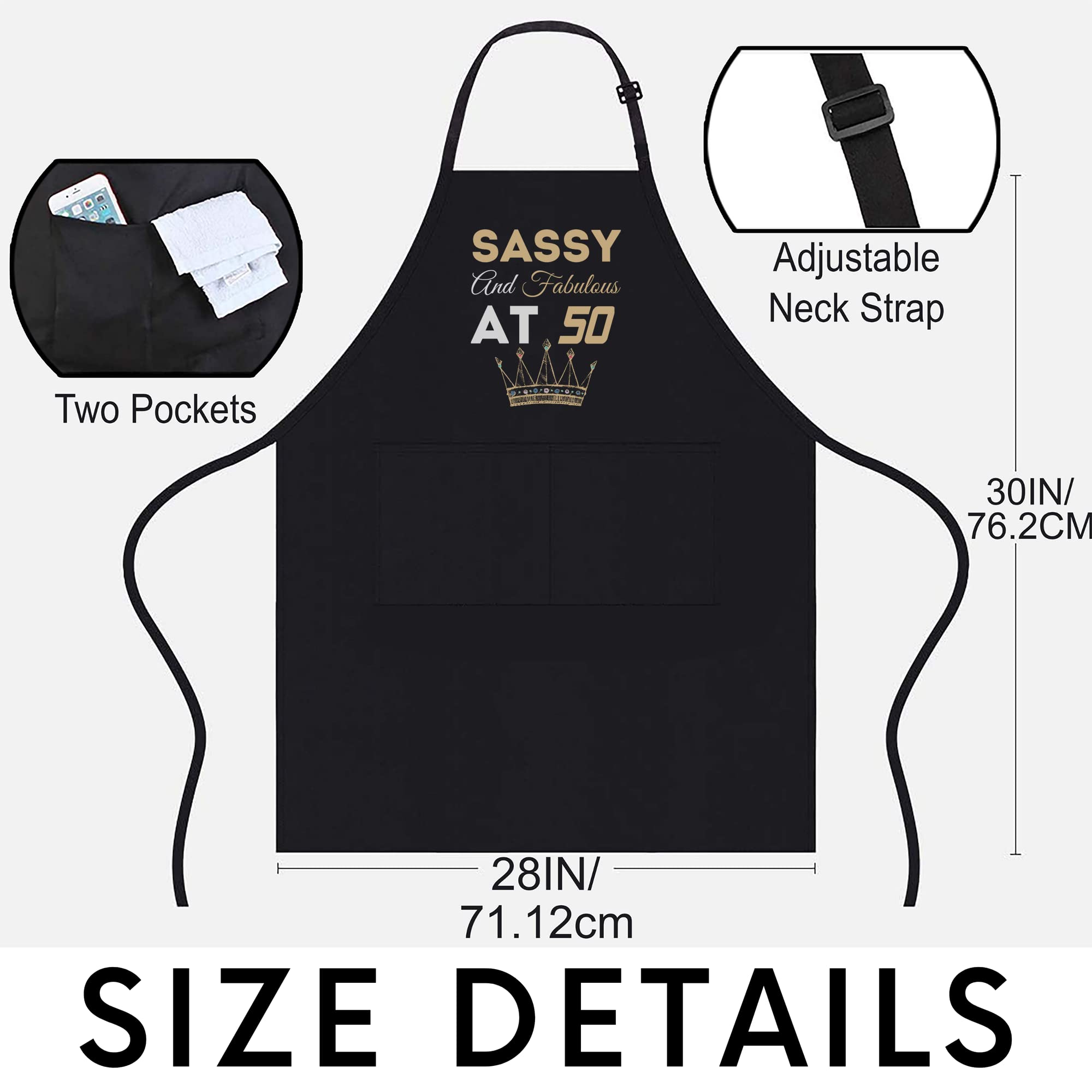 50th Birthday Apron for Men & Women - Sassy Fabulous Since 1971/1972 - One Size Fits All Kitchen Apron - Perfect for Birthday Parties, BBQ Cooking & Anniversary Celebrations