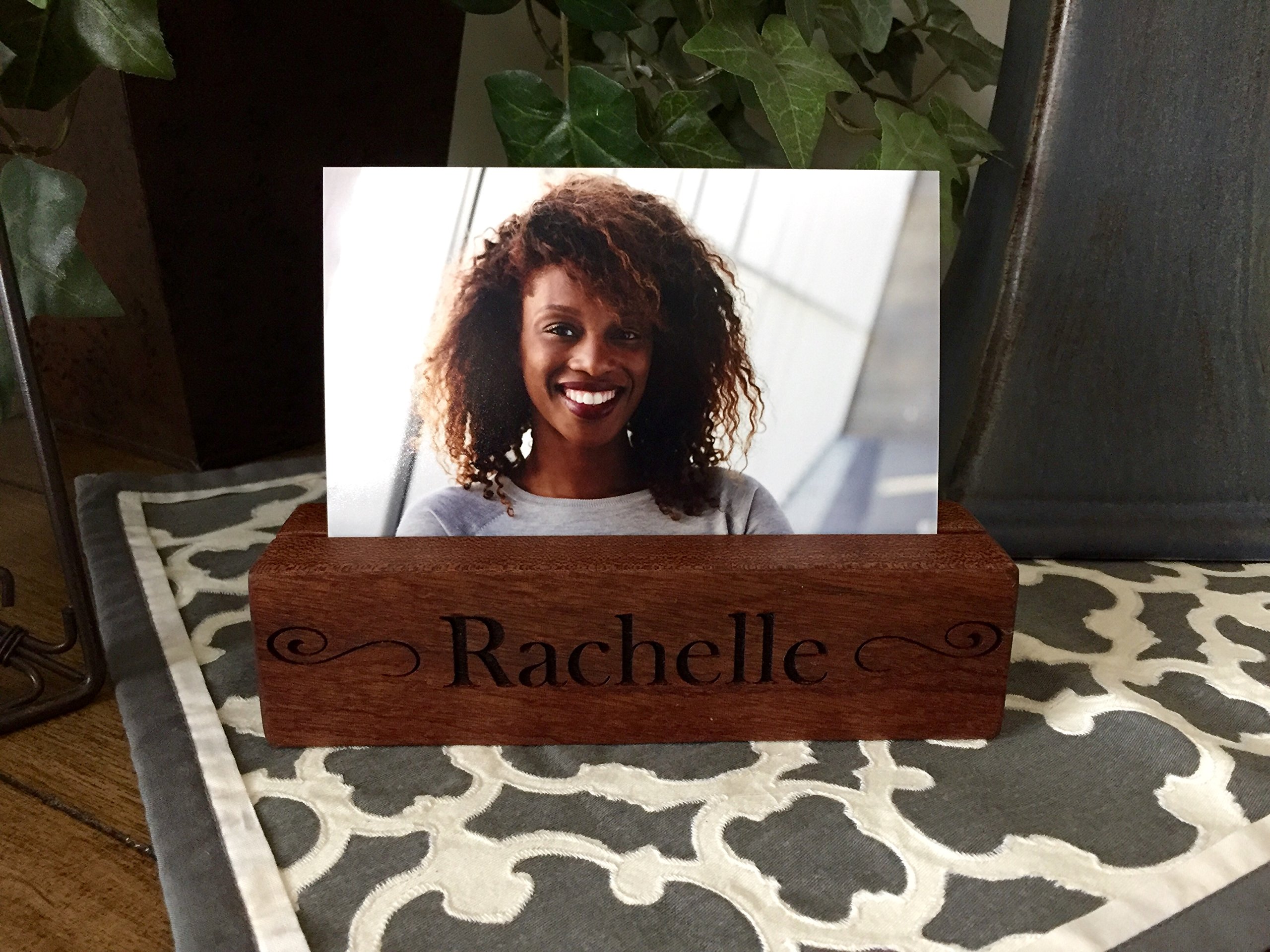 Personalized Wooden Photo Holder - Custom Picture Stand for Family & Friends - Unique Maple Wood Frame Gift (Rachelle Design) - Perfect for Home Decor, Office Display & Wedding Keepsakes