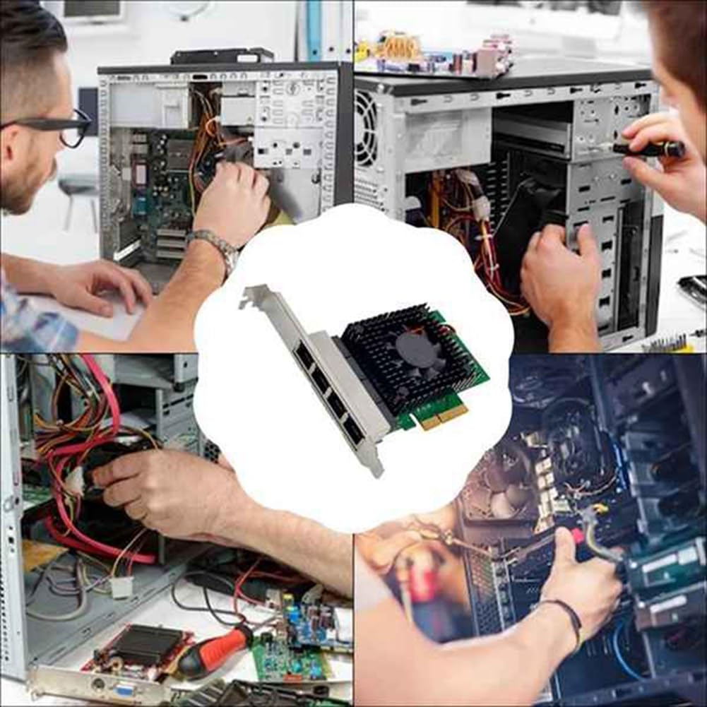 ROTEMADEGG I225-V PCI-E X4 4-Port 2.5G Gigabit Server Network Card for Gaming, Streaming & High-Speed Data Transfer - Computer Accessories & Parts