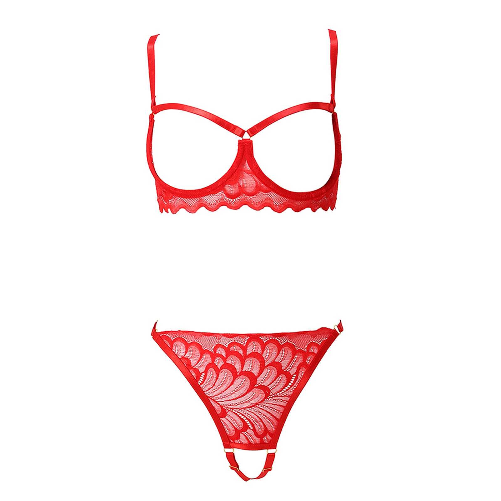 Sexy Lace Babydoll Lingerie Set for Women - Naughty Sleepwear with Garter & Steel Rings | Perfect for Valentine's Day, Honeymoon & Romantic Nights