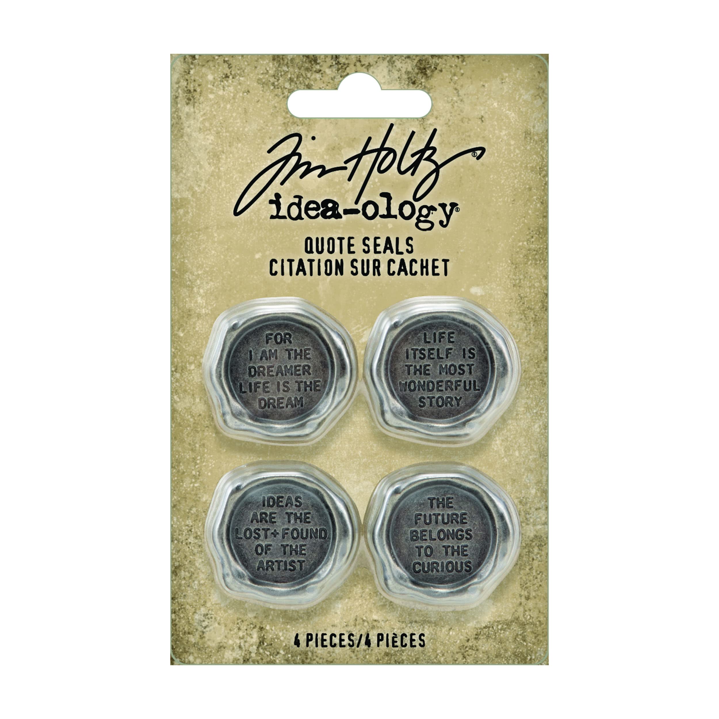 Tim Holtz Quote Seals for Paper Crafts - Vintage Nickel Plated Metal Stamps for Scrapbooking, Card Making & DIY Projects - Perfect for Journals, Gift Tags & Mixed Media Art