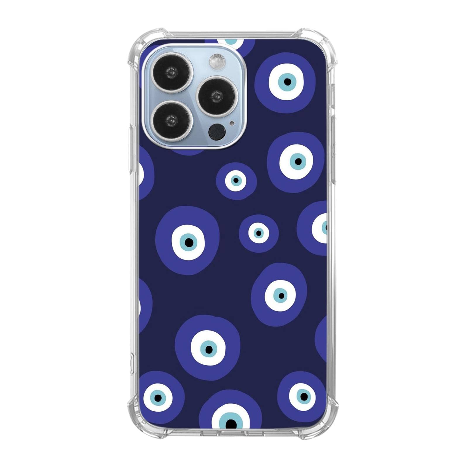 Blue Evil Eye Protective Case for iPhone 12 Pro Max - Slim Shockproof TPU Bumper with Anti-Scratch Design for Men & Women | Perfect for Daily Protection, Travel, and Gift Giving