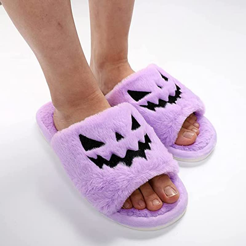 LELEBEAR Women's Pink Halloween Slippers - Cozy Fuzzy Pumpkin Slides for Spooky Season | Perfect for Halloween Parties, Trick-or-Treating & Festive Home Wear