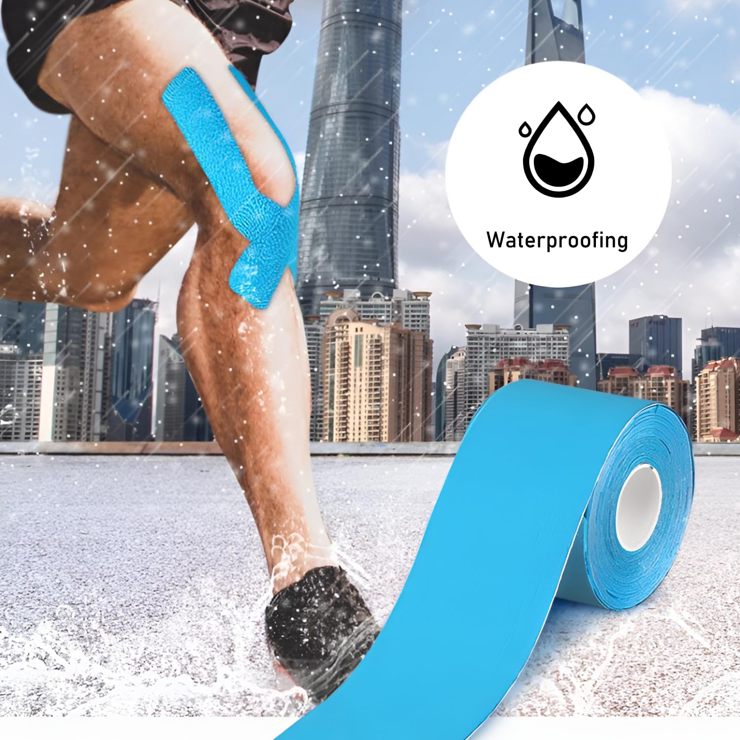 ZSMJAER Kinesiology Tape 2 Rolls (Blue & Pink) - 5m x 5cm Elastic Waterproof Athletic Tape for Shoulder, Knee, Neck & Muscle Pain Relief - Perfect for Sports Recovery, Physical Therapy & Injury Support