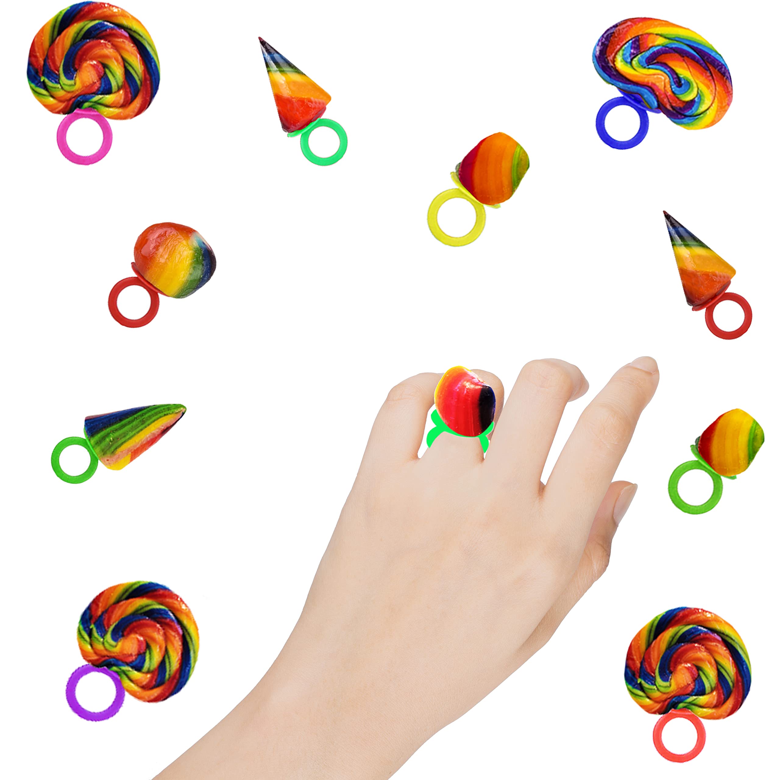 Fruidles Crazy Fruit Candy Rings - Assorted Flavors Hard Candy Lollipops, Individually Wrapped (42-Pack) - Perfect for Birthday Parties, Halloween Treats & Classroom Rewards