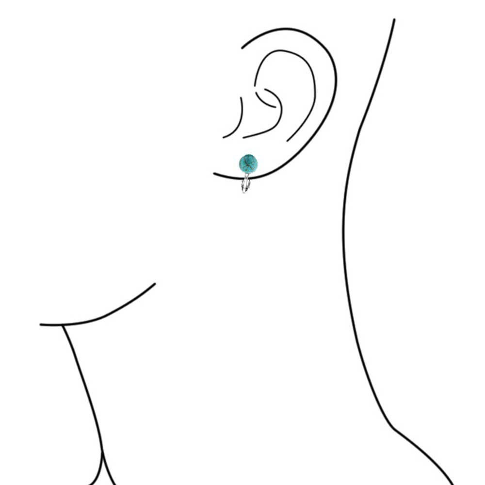 Non-Piercing Clip-On Earrings for Women - .925 Sterling Silver Round Bead Studs with Birthstone Colors (8mm) | Perfect for Sensitive Ears, Gifts & Special Occasions