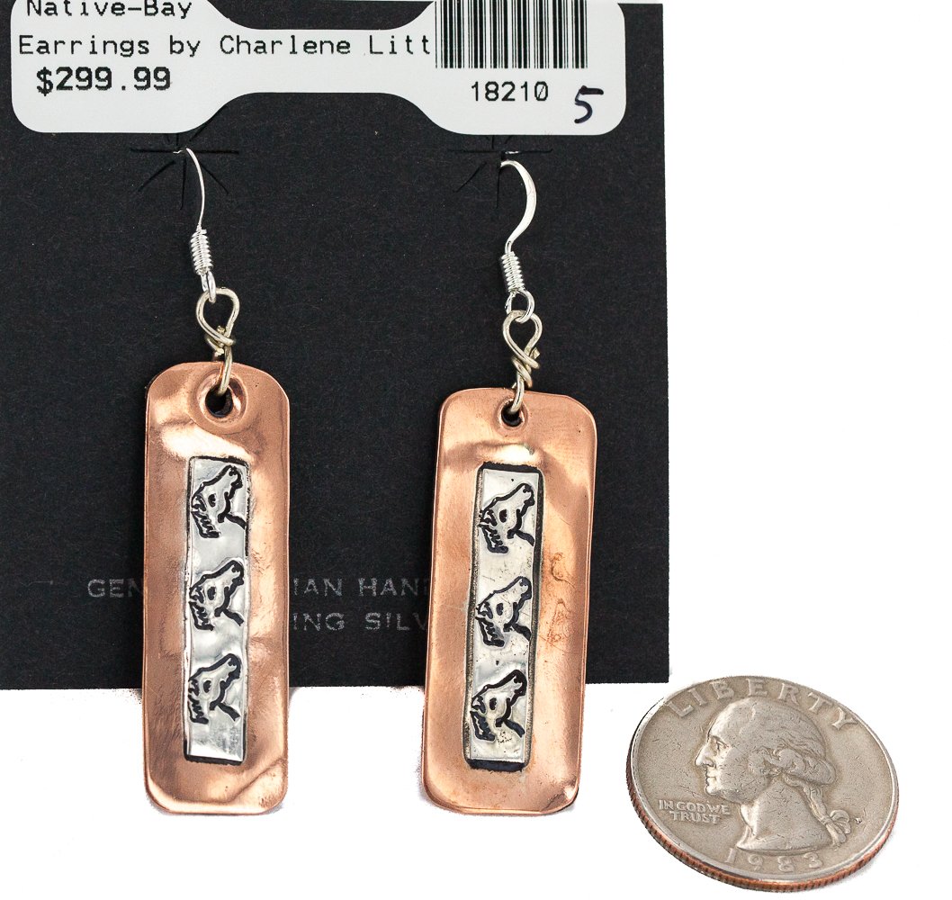 Authentic Navajo Copper Dangle Earrings with Sterling Silver Hooks - Handcrafted Native American Jewelry by Loma Siiva | Perfect for Boho Fashion, Western Wear & Cultural Events