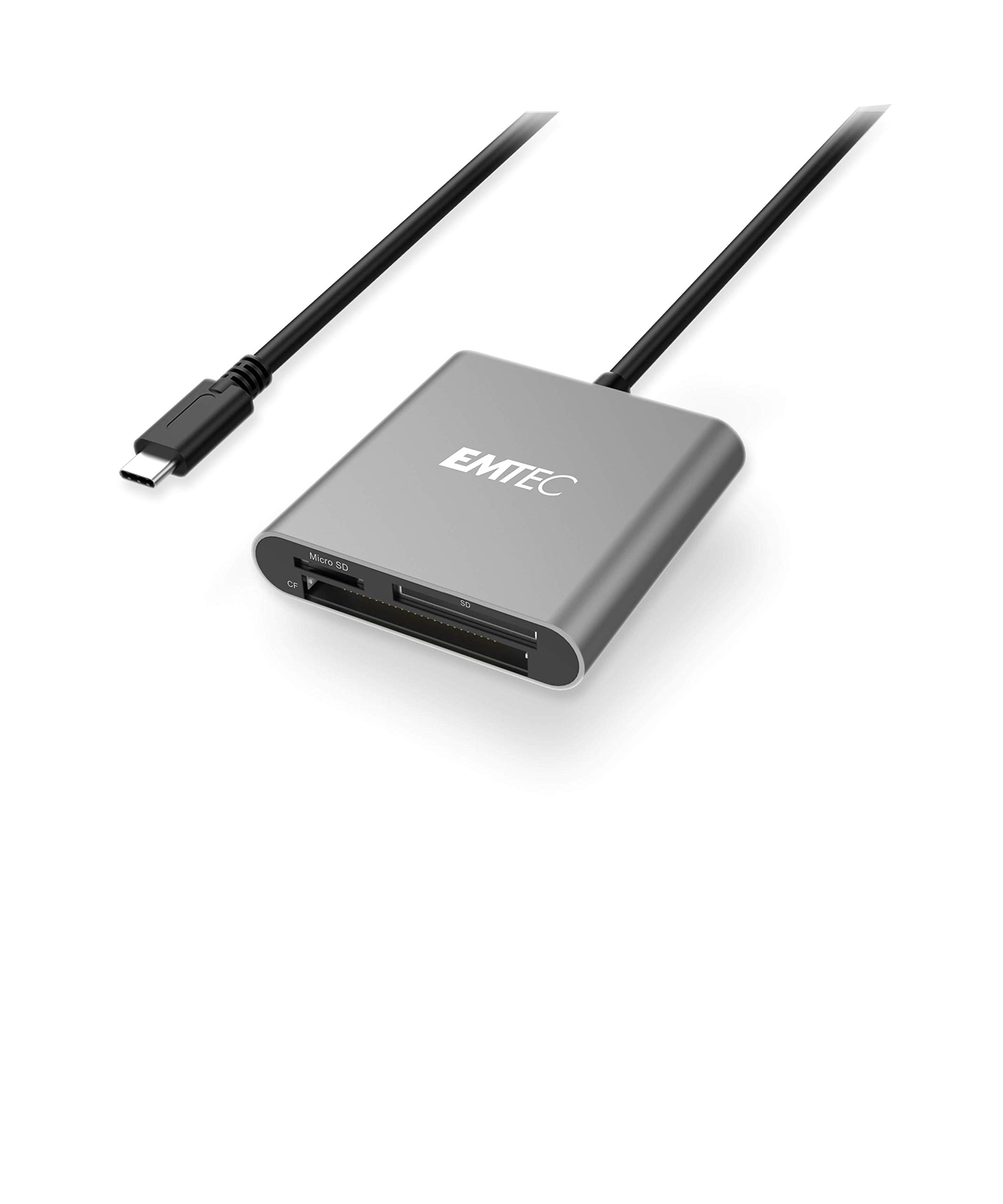Emtec ECCAREADT610C USB-C Memory Card Reader - High-Speed SD/TF Card Adapter for MacBook, iPad, Laptop, PC - Perfect for Photographers, Videographers & Content Creators