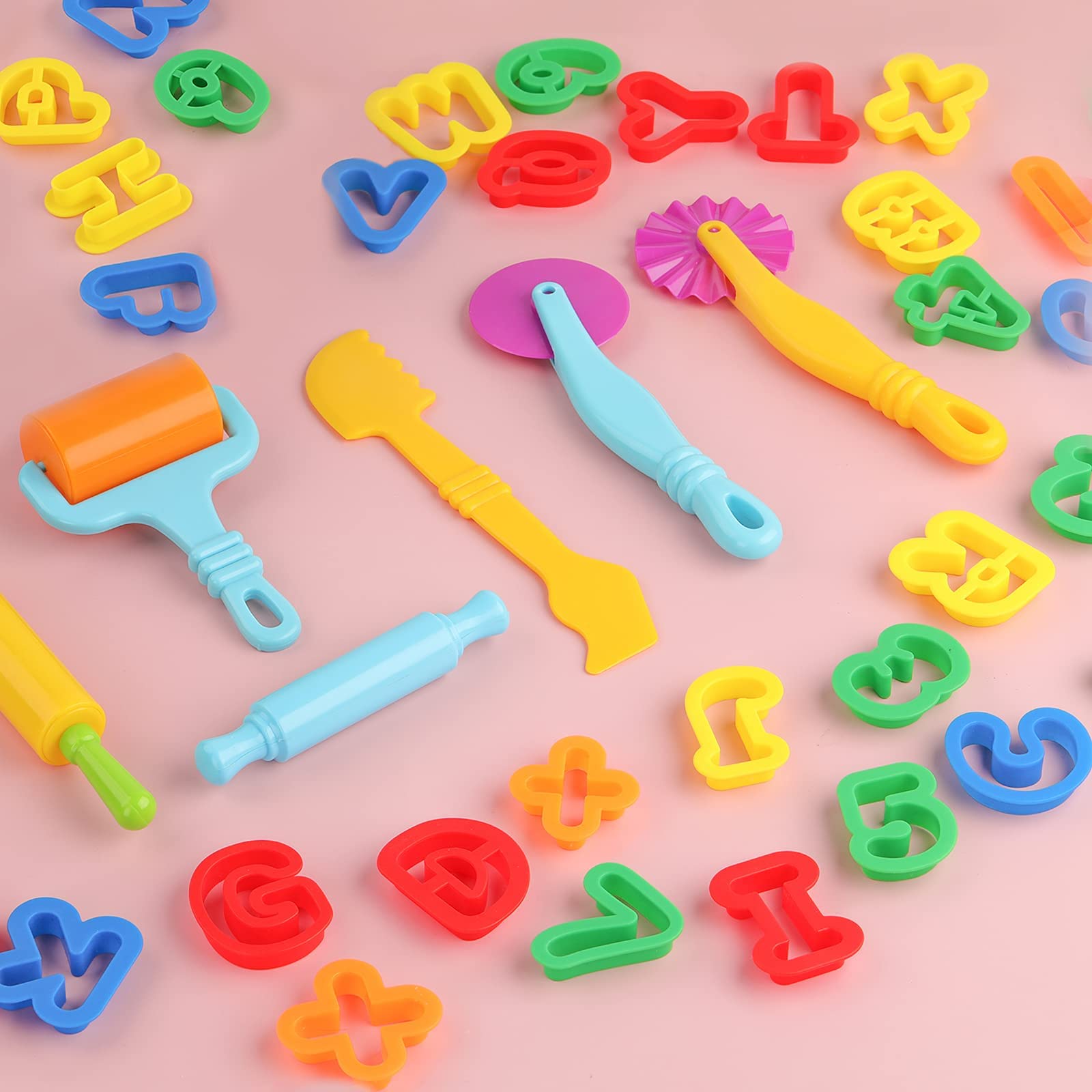47 PCS Play Dough Tools Set for Kids - Alphabet Letters, Numbers, Symbols & Modeling Clay Accessories - Perfect for Preschool Learning, Arts & Crafts, Sensory Play & Creative Fun at Home or School