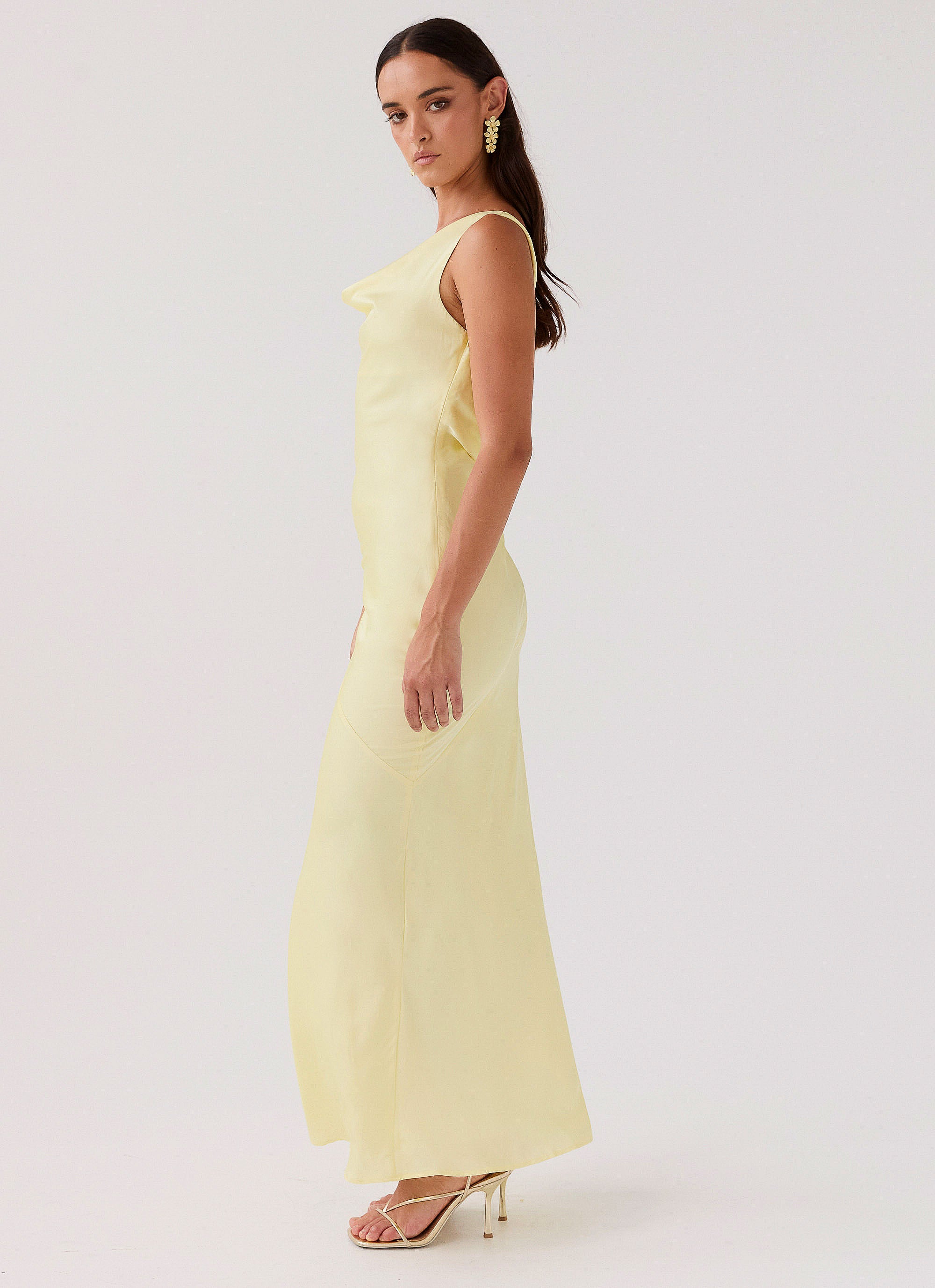 Be Mine Satin Maxi Dress in Canary Yellow - Elegant Formal Evening Gown for Weddings, Parties & Special Occasions