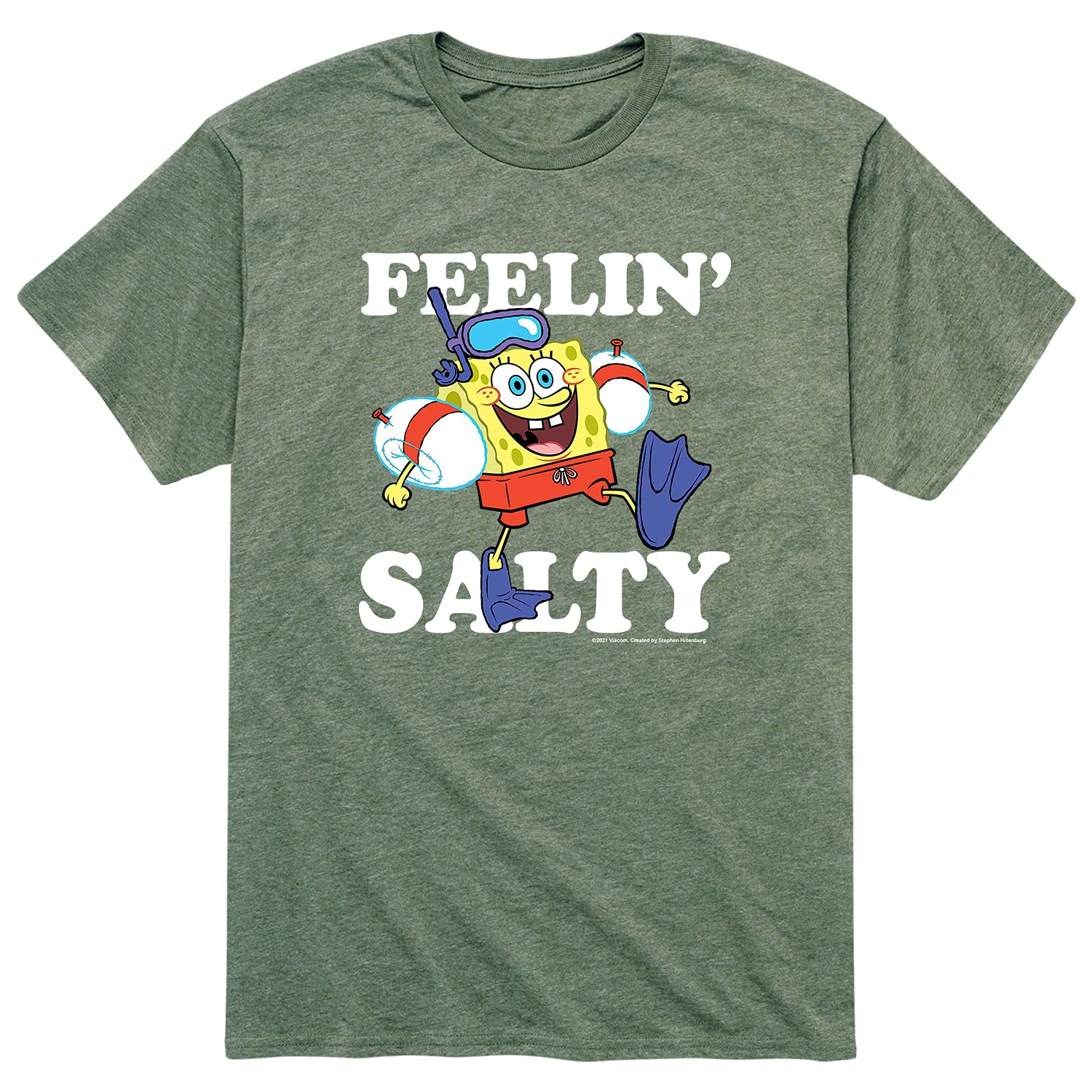 Spongebob Squarepants 'Feelin Salty' Graphic T-Shirt for Men - Soft Cotton Short Sleeve Tee - Casual Wear & Funny Gift for Fans