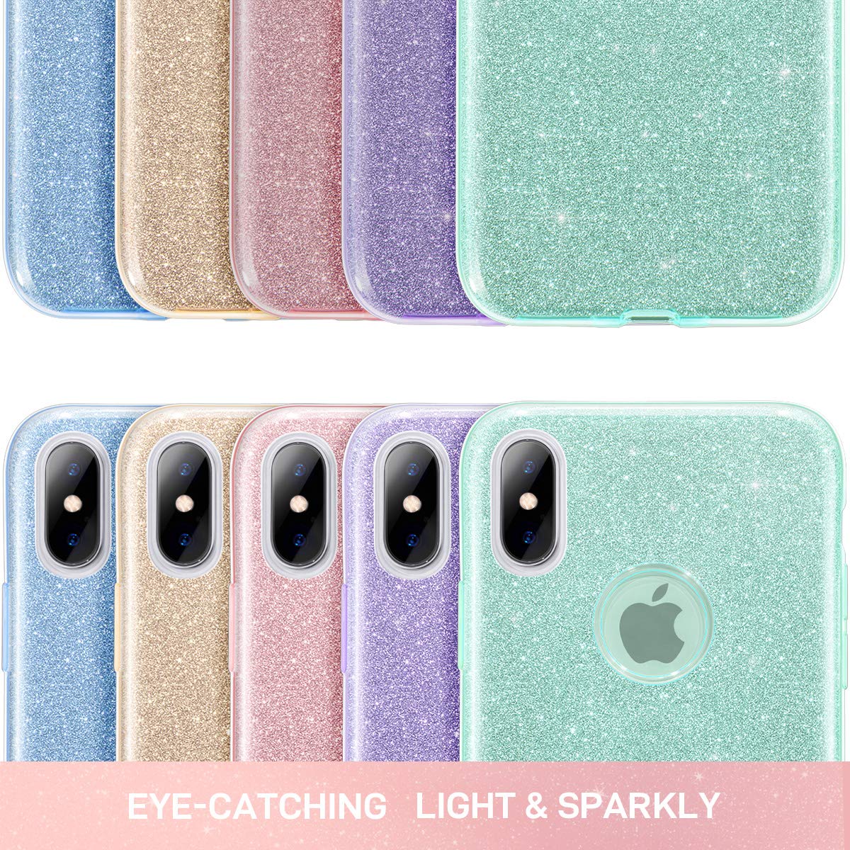 MILPROX Glitter Phone Case for iPhone Xs - Sparkly Bling Protective Cover with 3-Layer Hybrid Design | Perfect for Parties, Events & Everyday Glam Style