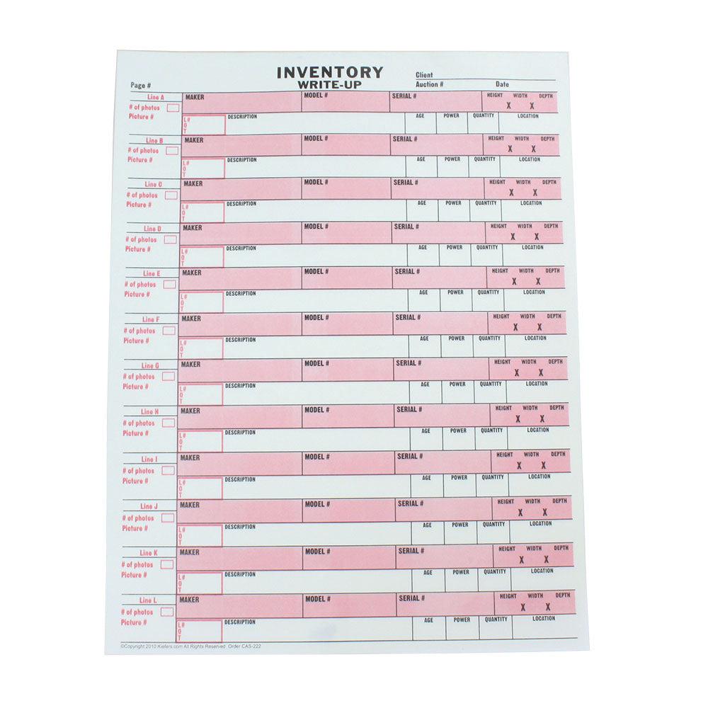 Inventory Write Up Form - 1 or 2 Part Carbonless Copy (100/Pack) - Perfect for Warehouse Stock Management & Retail Inventory Tracking