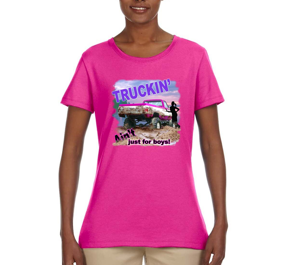 Wild Bobby Truckin' Graphic T-Shirt for Women - Cool Cars & Trucks Design - Casual Wear & Road Trip Outfit