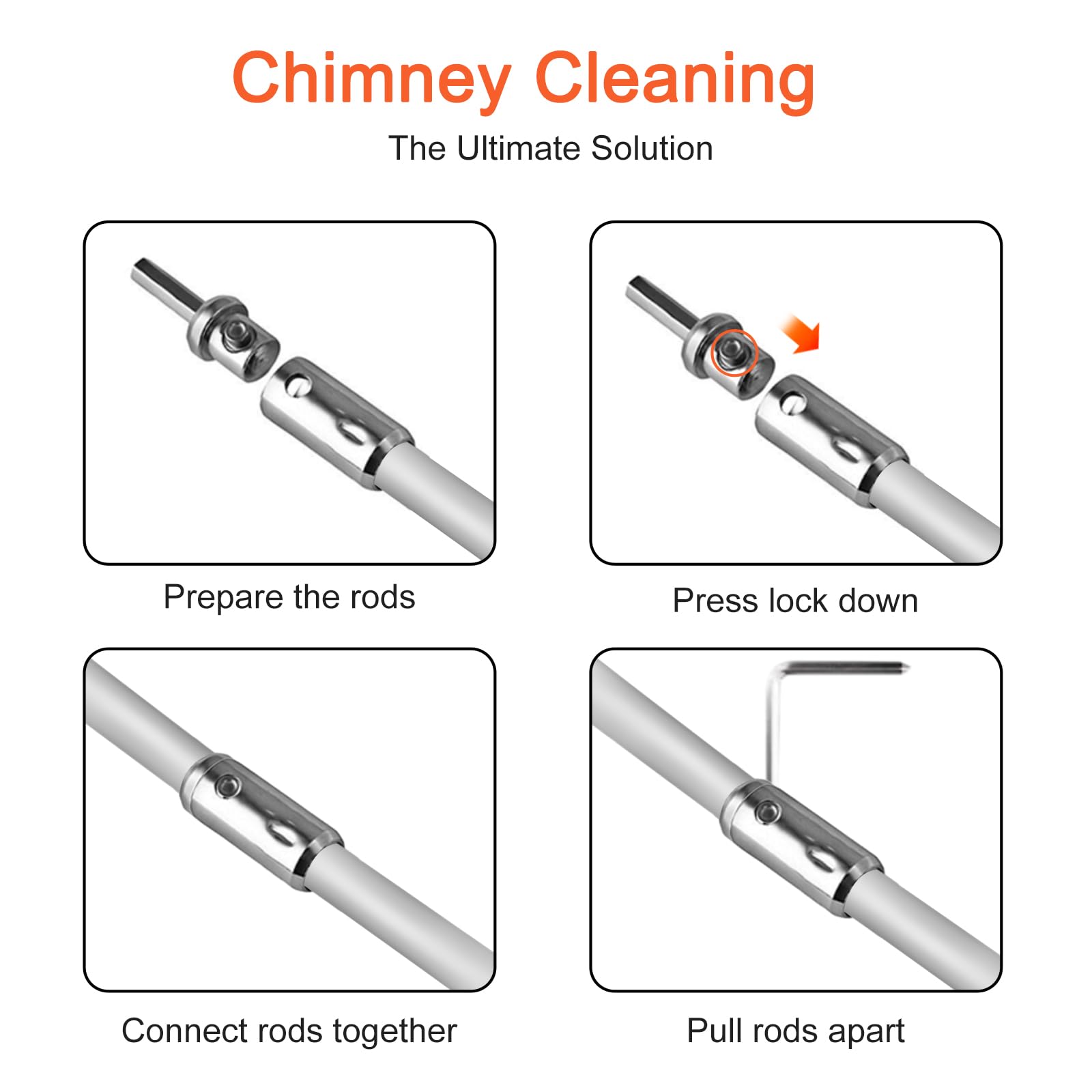 Rotary Chimney Sweep Brush Kit - Aluminum Power Brush with Drill Attachment for DIY Fireplace Cleaning | Perfect for Home Maintenance & Chimney Cleaning Services