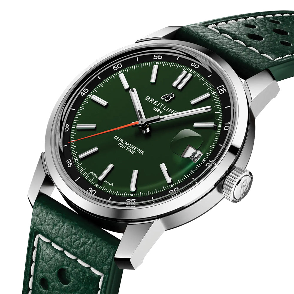 Top Time B31 38mm Green Leather Strap Watch - Perfect for Casual Wear, Office & Special Occasions