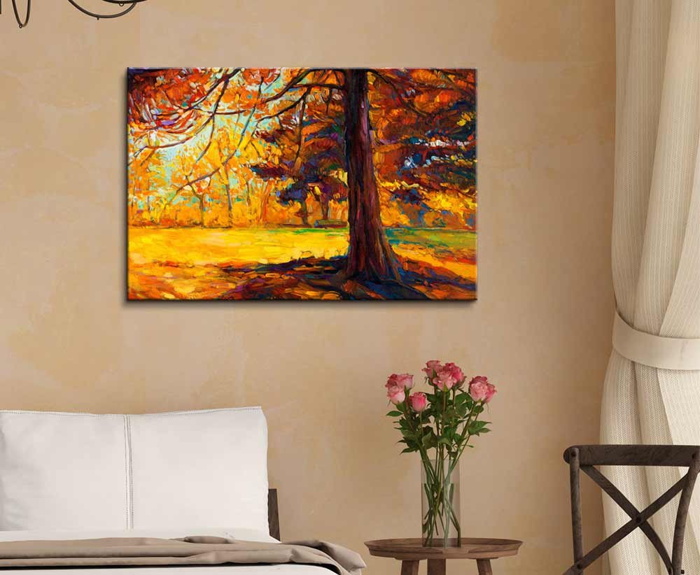 Autumn Landscape Canvas Print - Original Oil Painting of Big Old Tree in Forest - 32