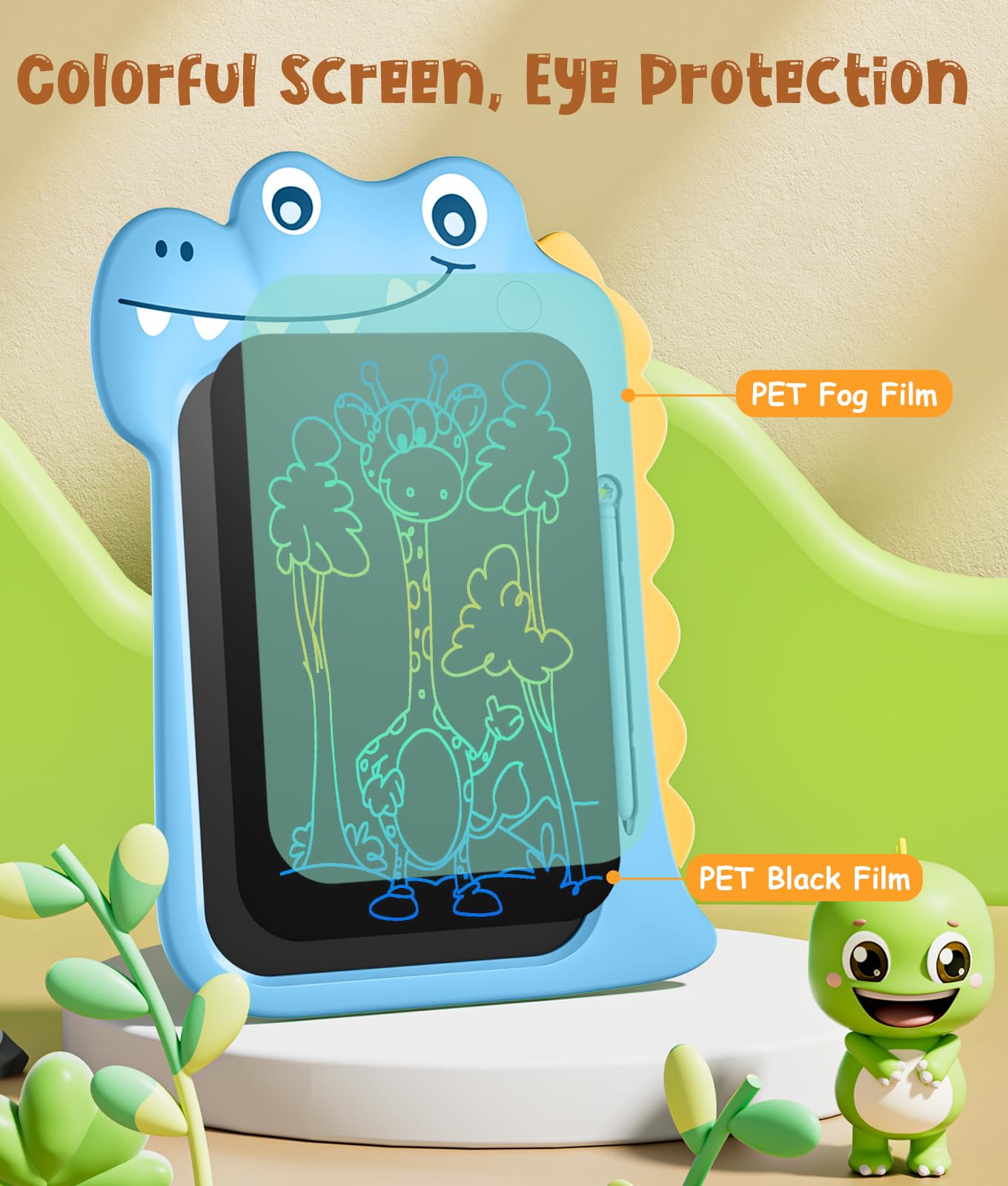 LEOMARON LCD Writing Tablet for Kids - Dinosaur Drawing Pad & Doodle Board, Educational Travel Toys for Boys & Girls Ages 3-7 | Birthday & Christmas Gift Idea | Perfect for Car Rides, Airplane Travel & Classroom Learning