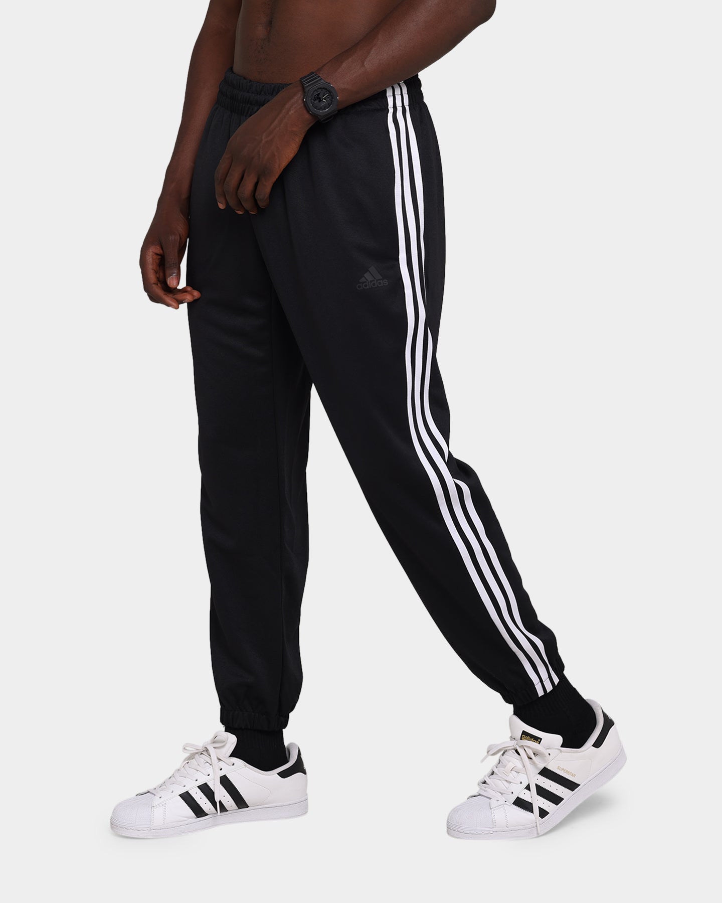Adidas 3 Stripes Double Knit Jogger Pants for Men - Black Athletic Sweatpants | Gym Workout & Casual Streetwear